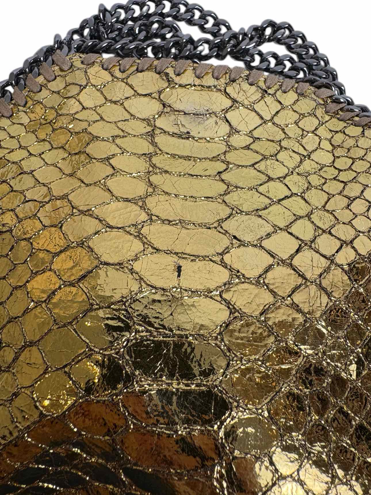 Stella Mccartney Faux Leather Metallic Snake Print Falabella  Crossbody Purse - Image 9