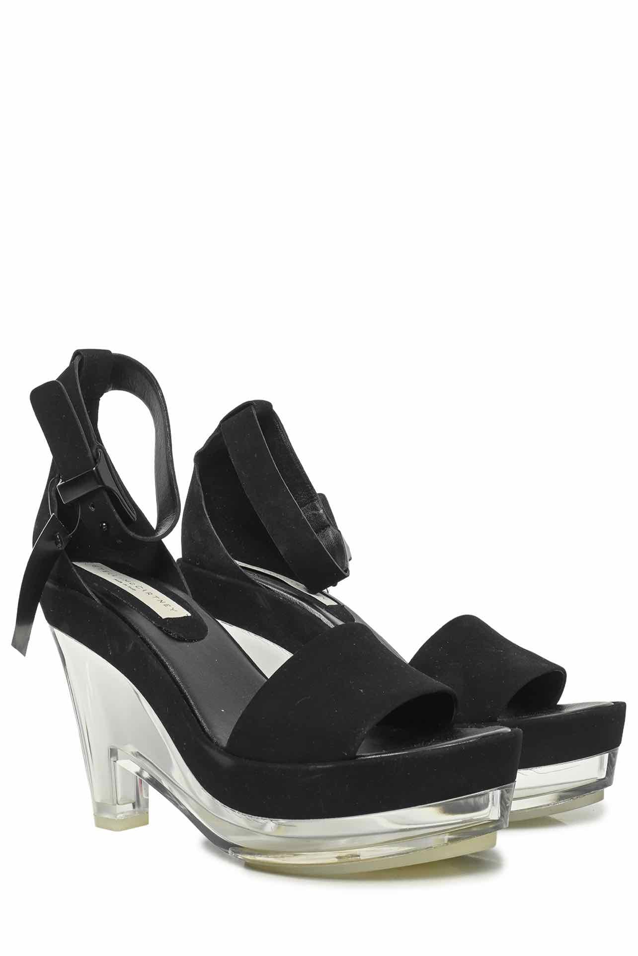 Stella Mccartney Size 38.5 Faux Suede Ankle Strap Platform Wedges - Image 2
