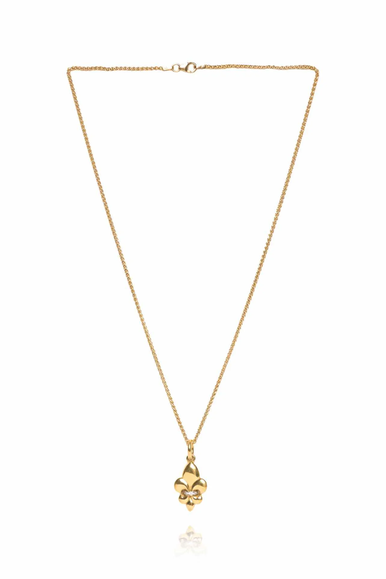 Stittgen 18K Yellow Gold Fleur de Lis Diamond Pendant Necklace - Image 2
