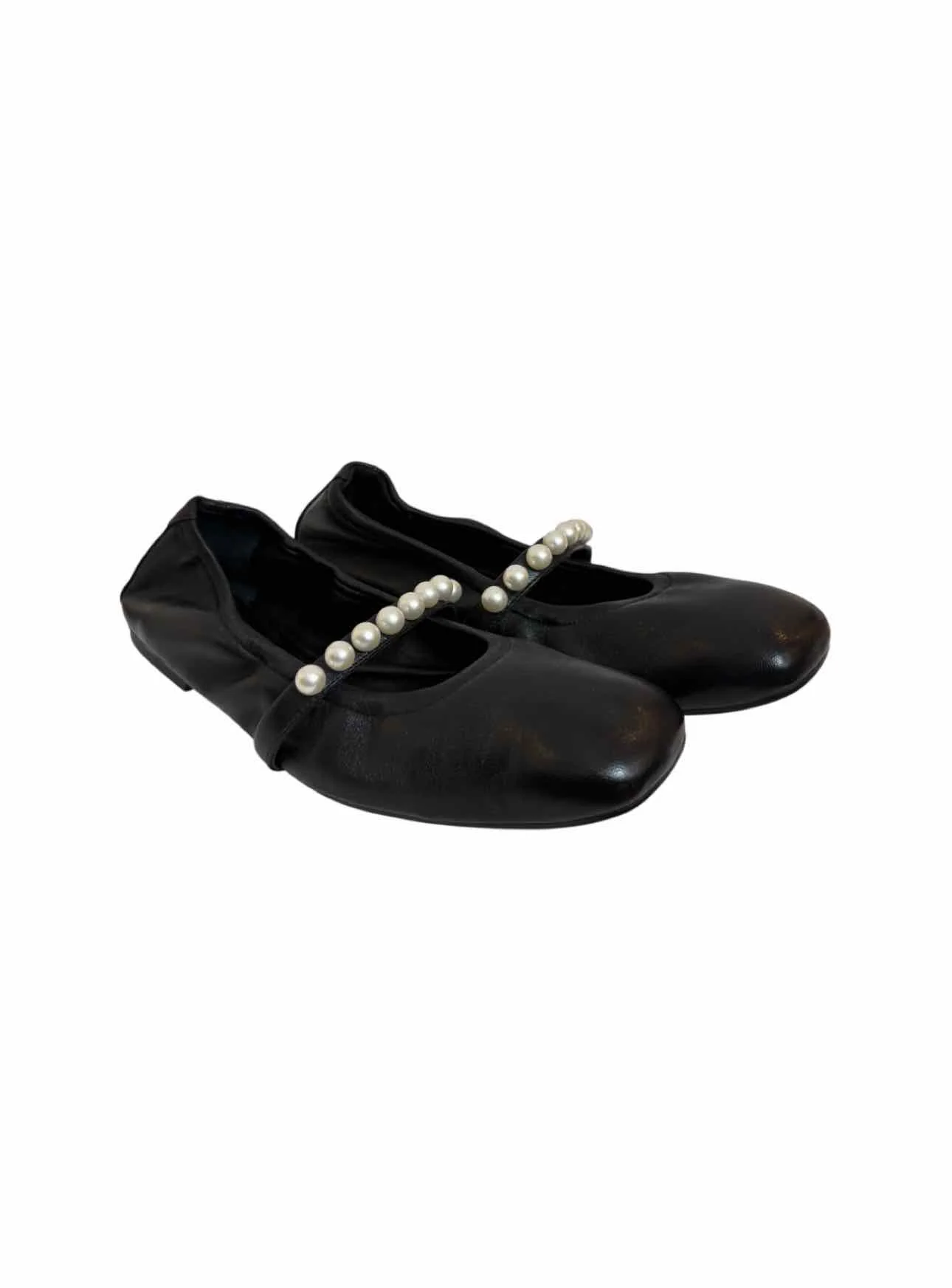 Stuart Weitzman Size 6.5 Leather Faux Pearls Flats - Image 2