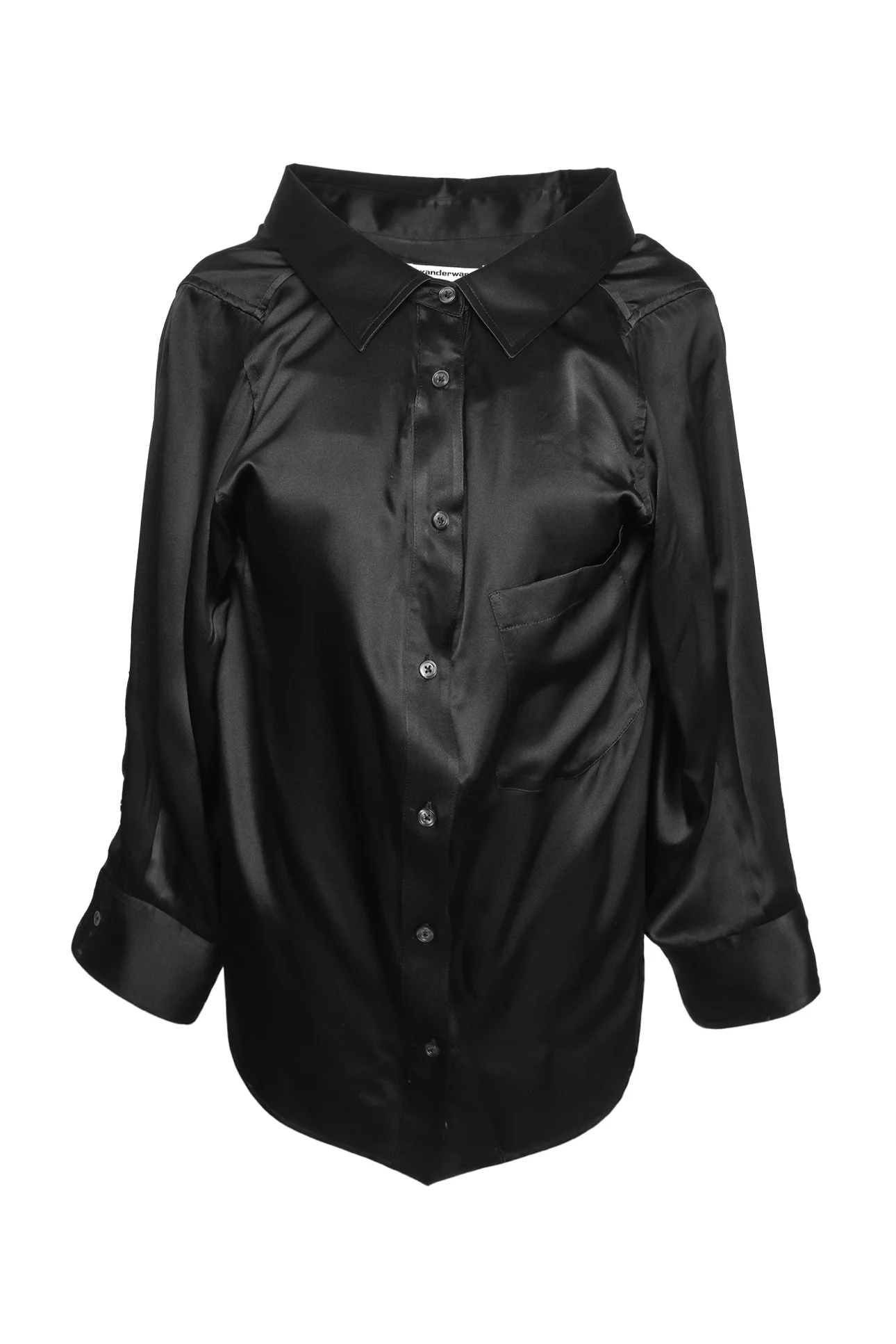 T Alexander Wang Size M Off-The-Shoulder Silk Charmeuse Shirt