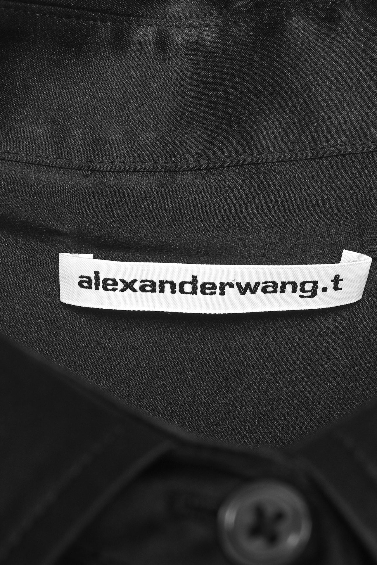 T Alexander Wang Size M Off-The-Shoulder Silk Charmeuse Shirt - Image 3