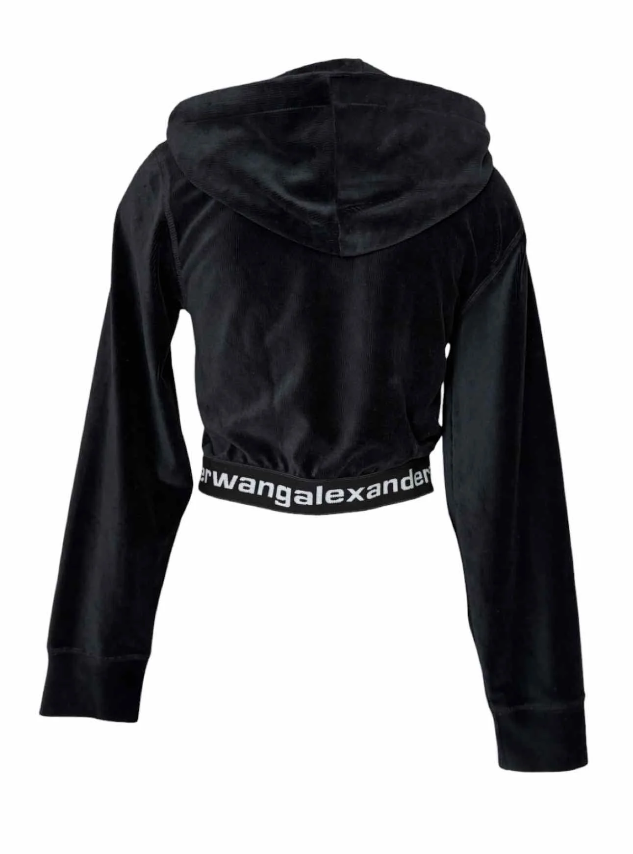T Alexander Wang Size S Corduroy Cropped Logo Hoodie Sweatshirt - Image 2