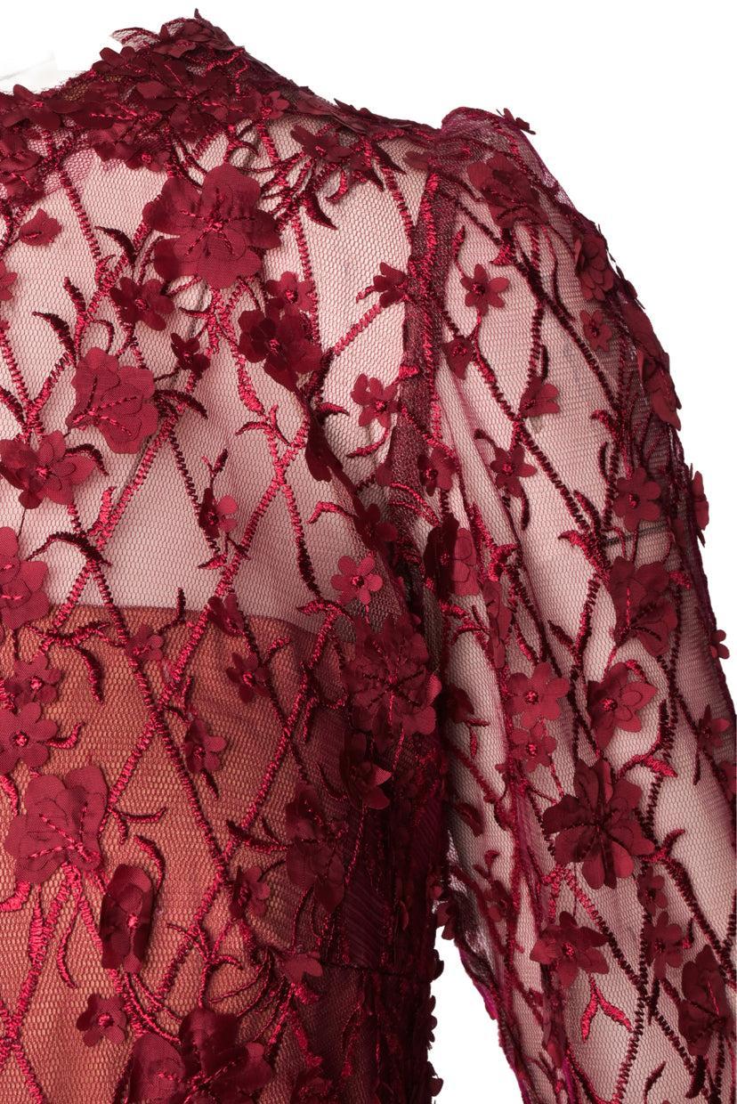 Tadashi Shoji Size 8 Floral Lace Overlay Gown - Image 3
