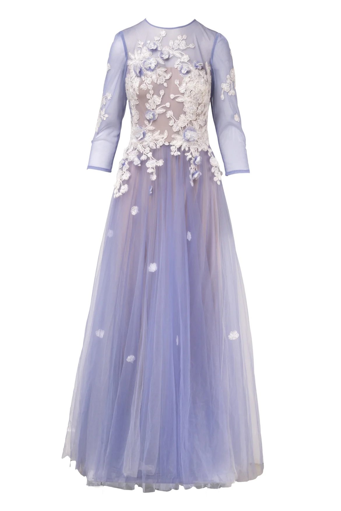 Tadashi Size 6 Cherry Blossom Embroidered Tulle Dress
