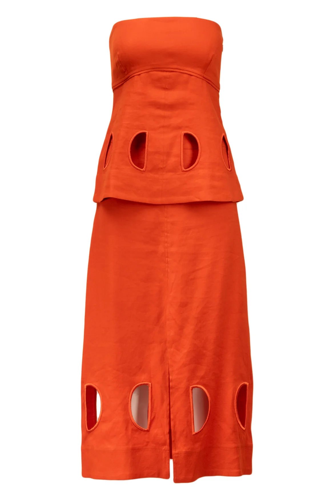 Tanya Taylor Size 4 Linen Blend Cutout Strapless Top & Skirt Set