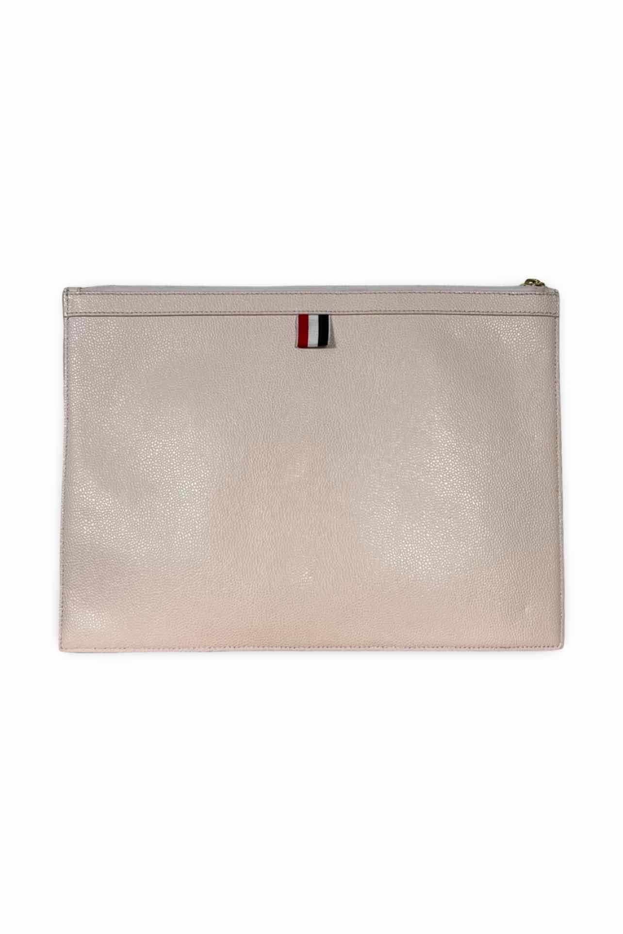 Thom Browne Grosgrain-Loop Trim Calf Leather Clutch - Image 3