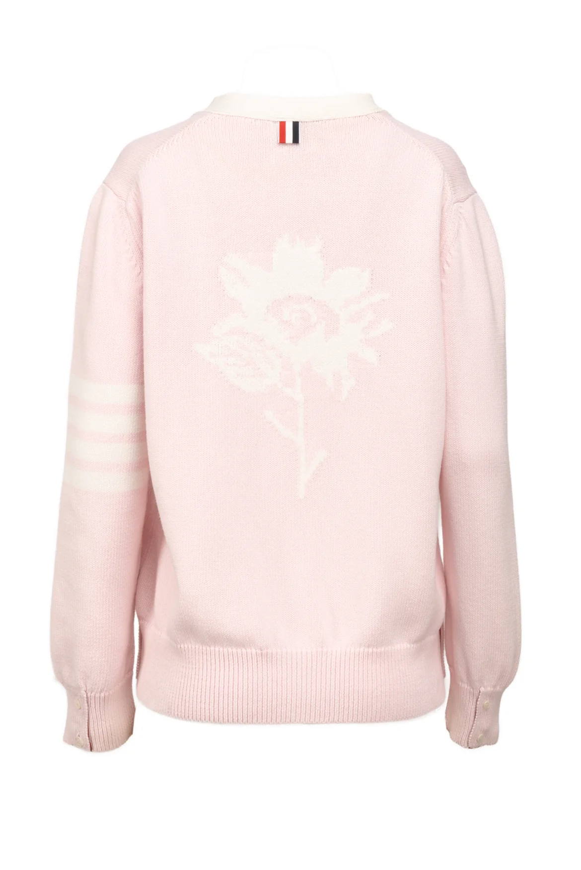 Thom Browne Size 4 Flower Icon 4 Bar V Neck Cardigan - Image 2