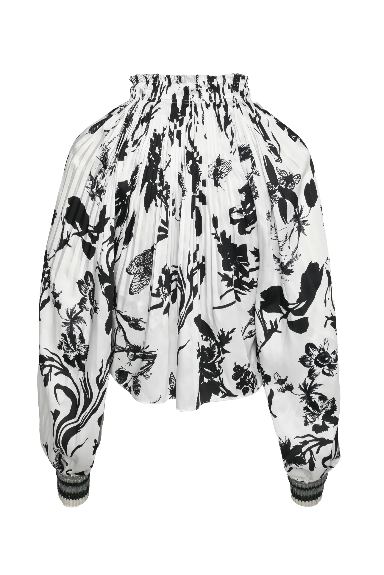 Tibi Size 0 Floral Print Mock Neck Pleated Tops - Image 2