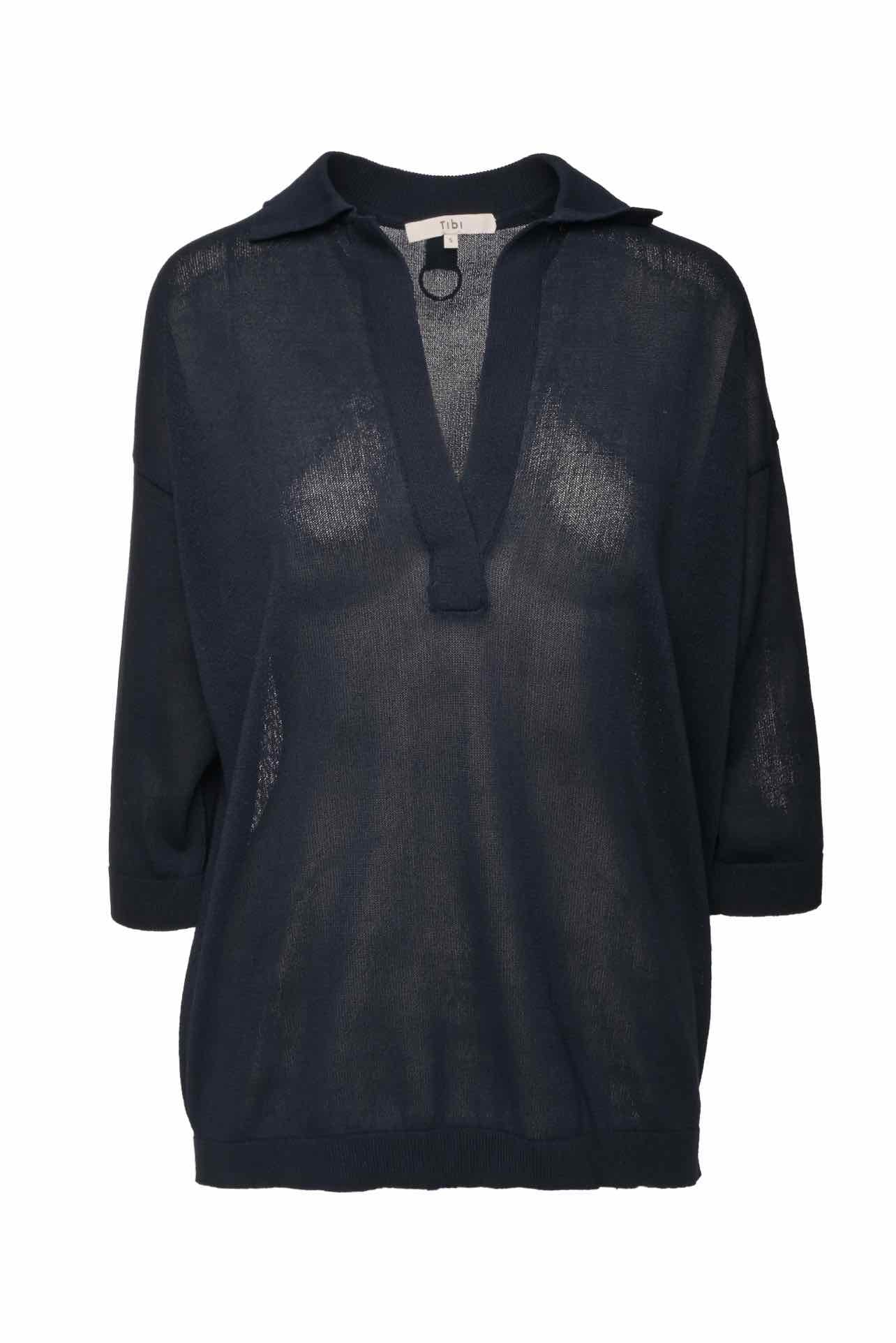 Tibi Size S Crispy Viscose Sweater Easy Polo