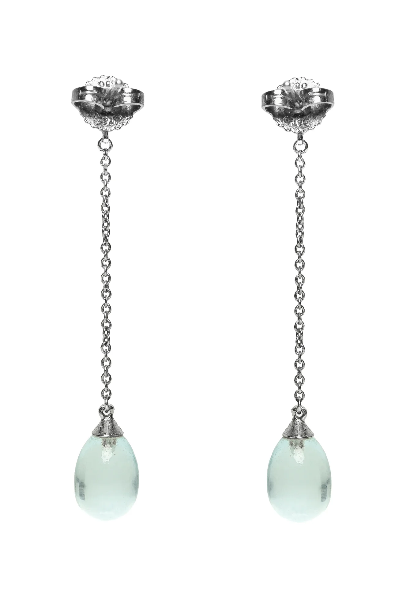Tiffany & Co 18K White Gold Aquamarine Drop Earrings - Image 2