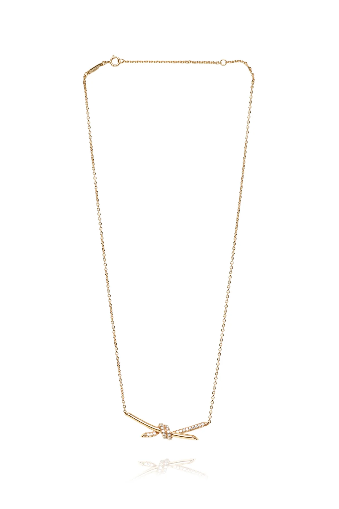Tiffany & Co 18K Yellow Gold Tiffany Knot Diamond Necklace - Image 2
