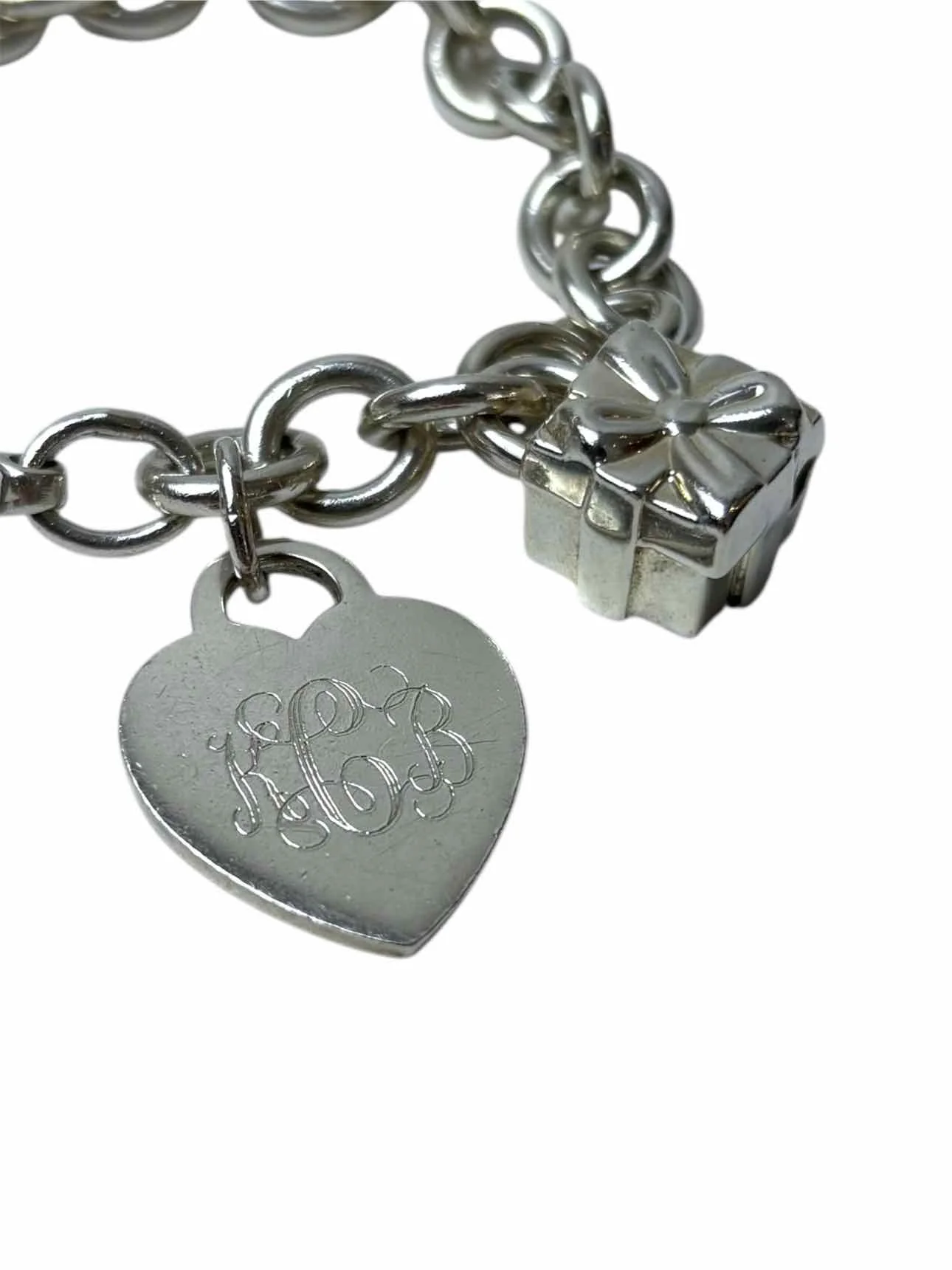 Tiffany & Co Silver Heart Padlock Charm Bracelet - Image 2