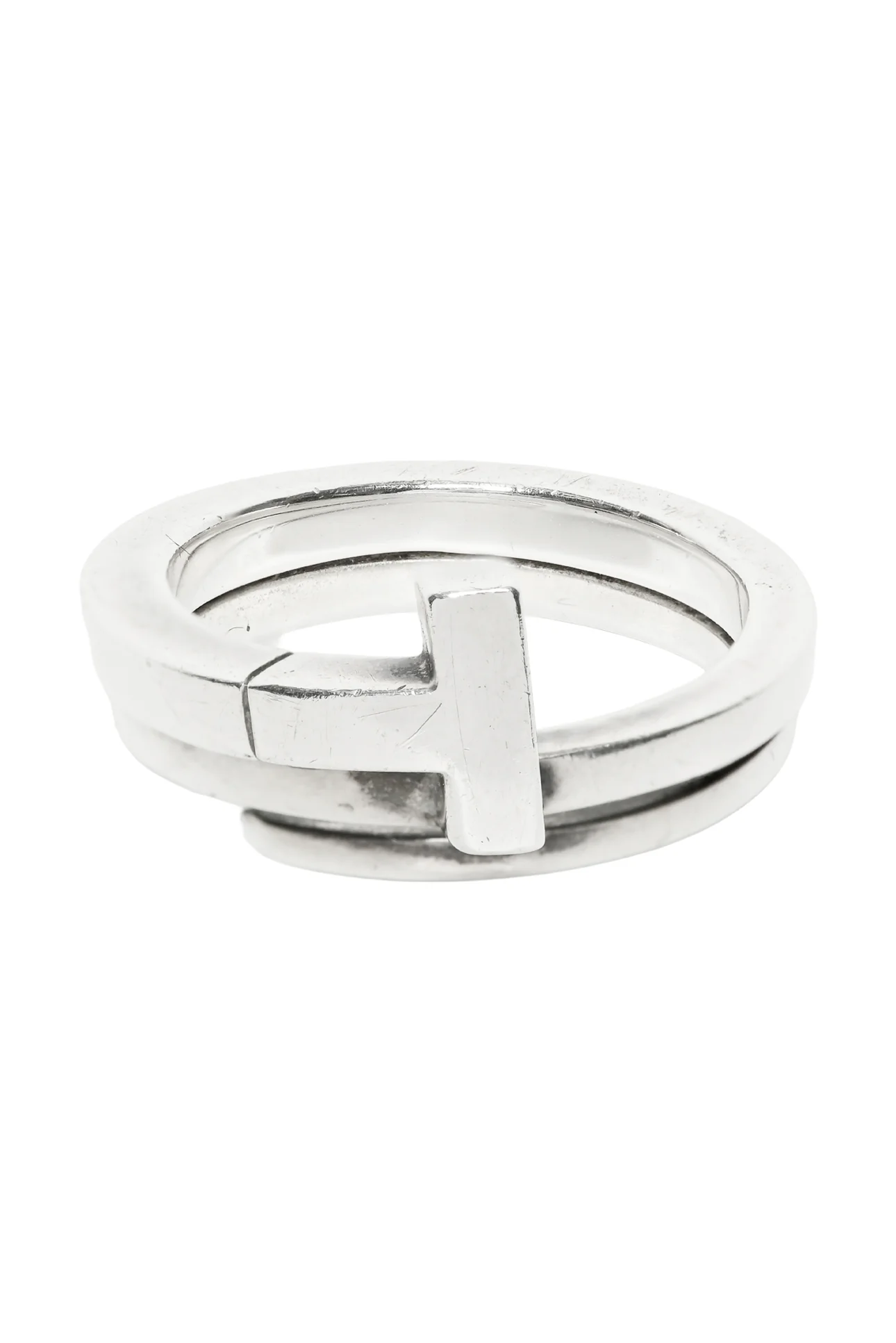 Tiffany & Co Size 5 Sterling Silver T Square Wrap Ring