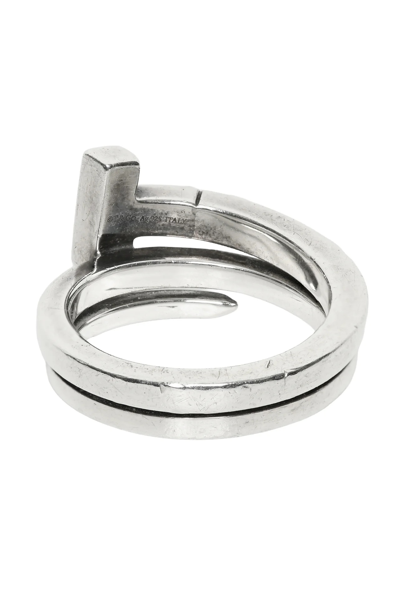 Tiffany & Co Size 5 Sterling Silver T Square Wrap Ring - Image 2