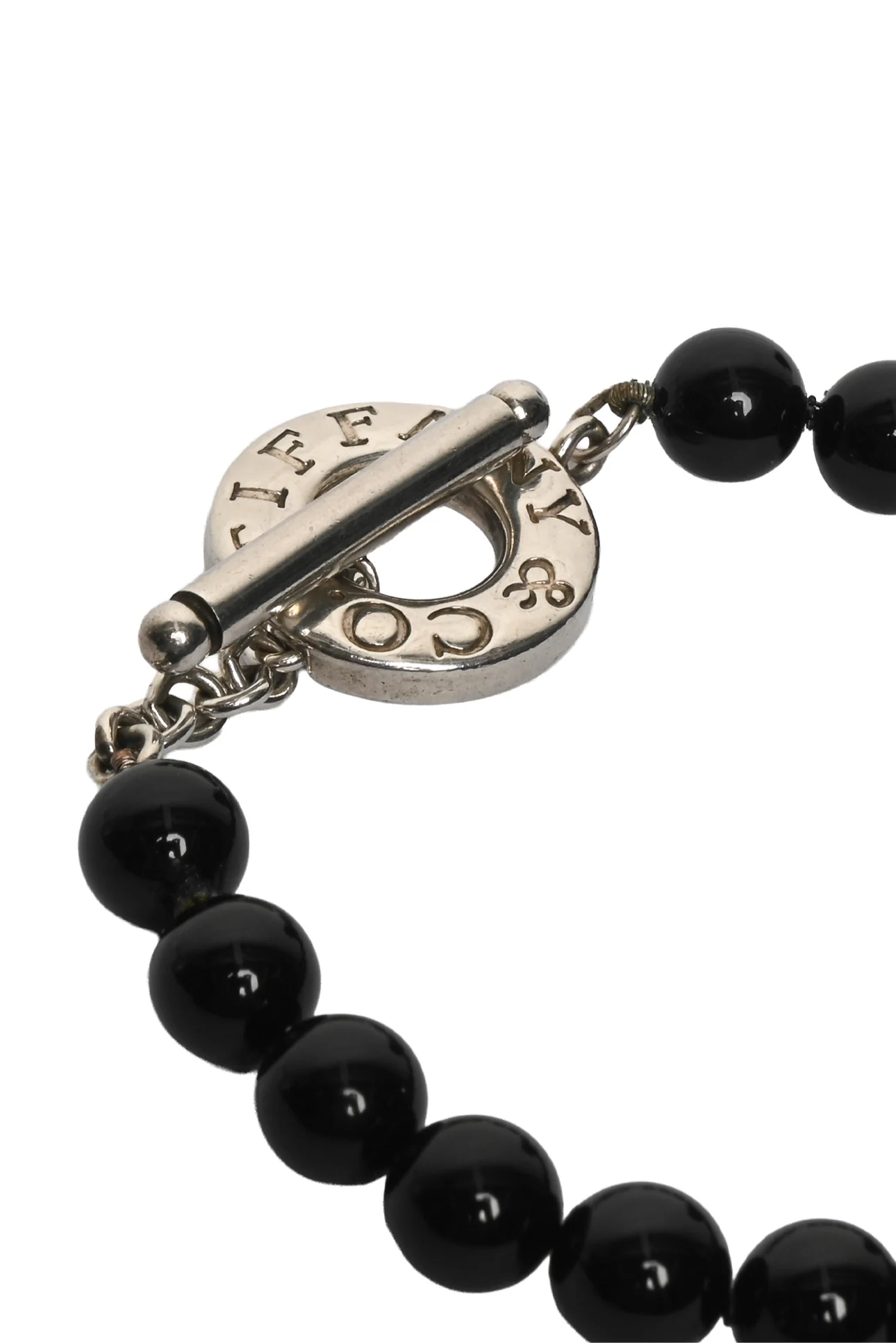 Tiffany & Co Sterling Silver Black Onyx Bead Toggle Bracelet - Image 2