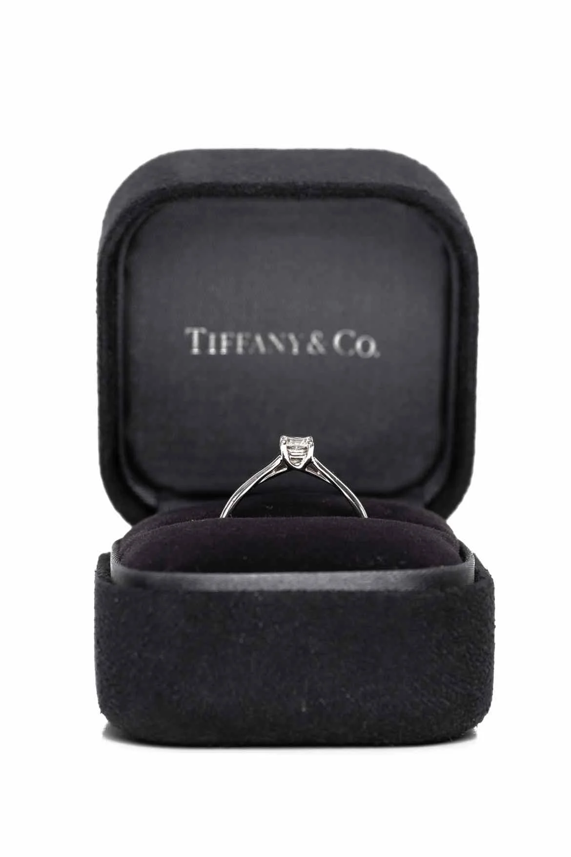 Tiffany Size 6.75 Platinum Lucida Princess Cut 0.28ct Diamond Solitaire Ring - Image 3