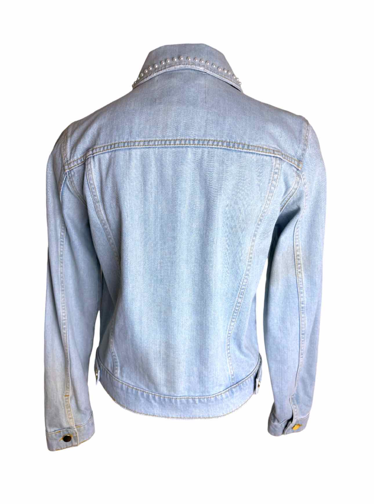 Twinset Size 44 Distressed Crystal Trim Denim Jacket - Image 2