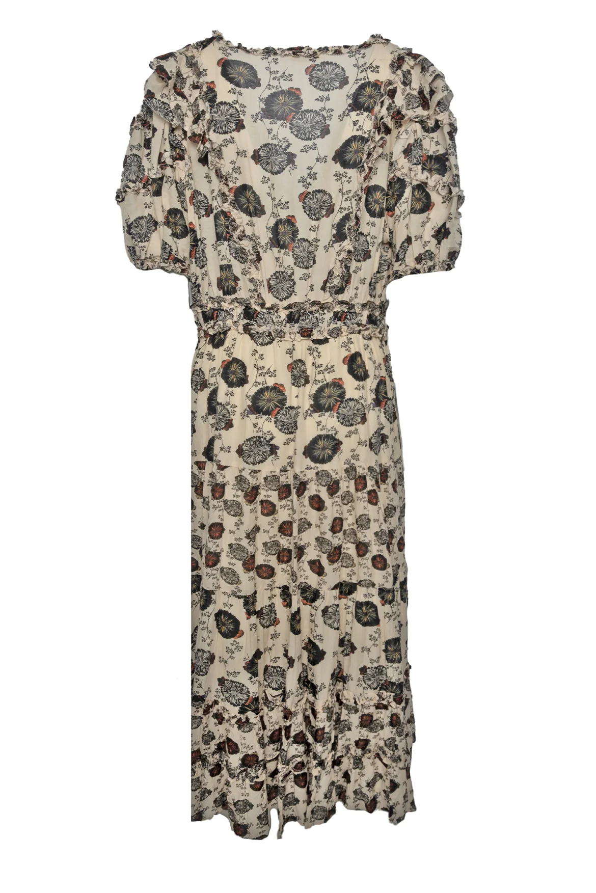 Ulla Johnson Size 10 Ruffle Trim Tiered Cotton Blend Midi Dress - Image 2