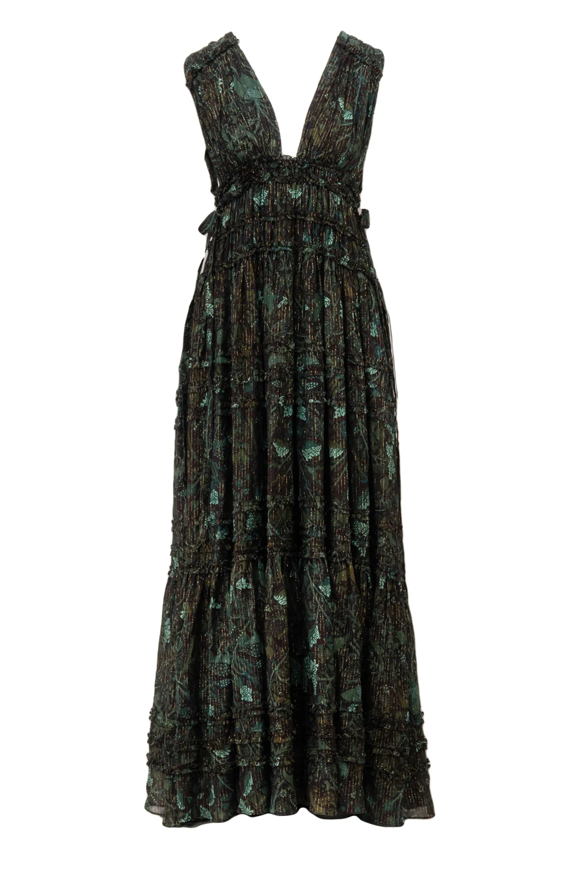 Ulla Johnson Size 6 Fiona Metallic Plunge Neck Maxi Dress