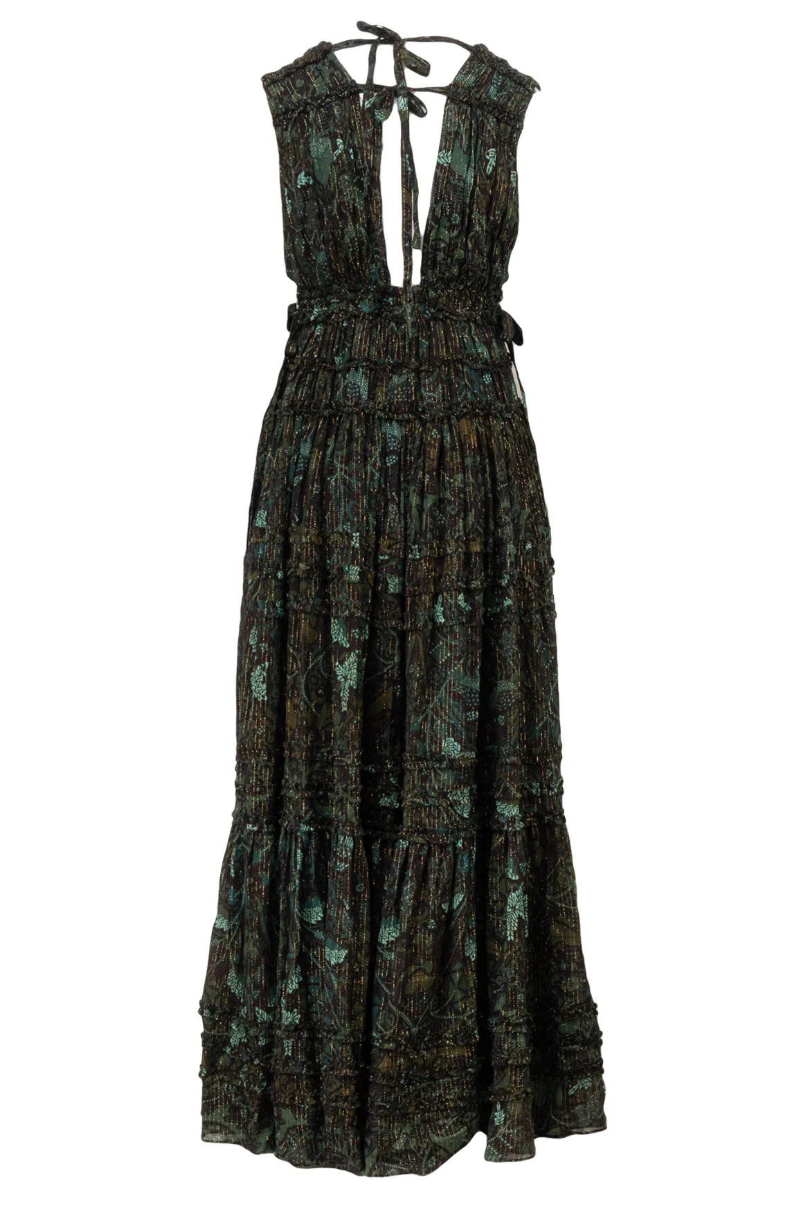 Ulla Johnson Size 6 Fiona Metallic Plunge Neck Maxi Dress - Image 2