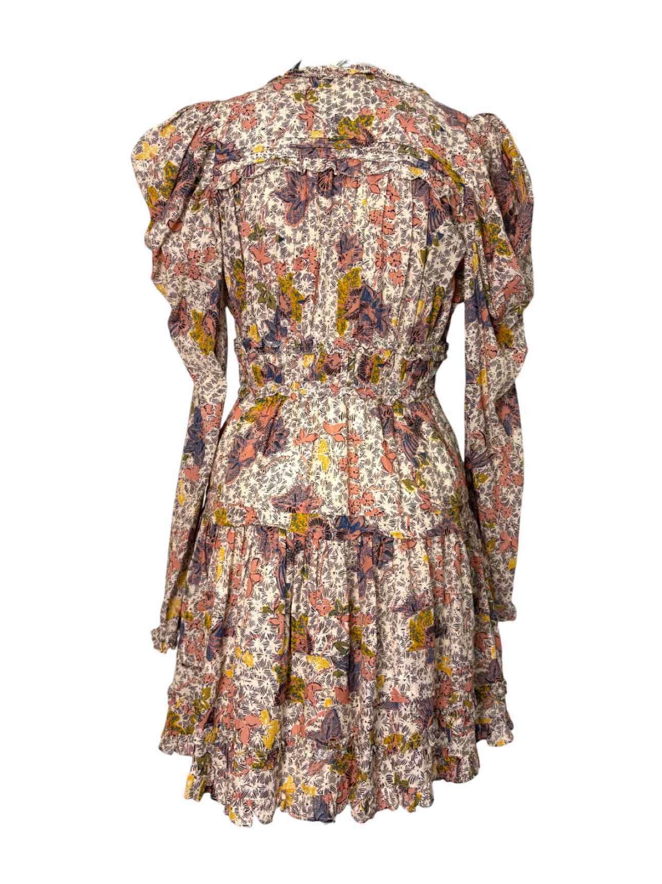 Ulla Johnson Size 6 Floral Ruffle Cotton Blend Dress - Image 2