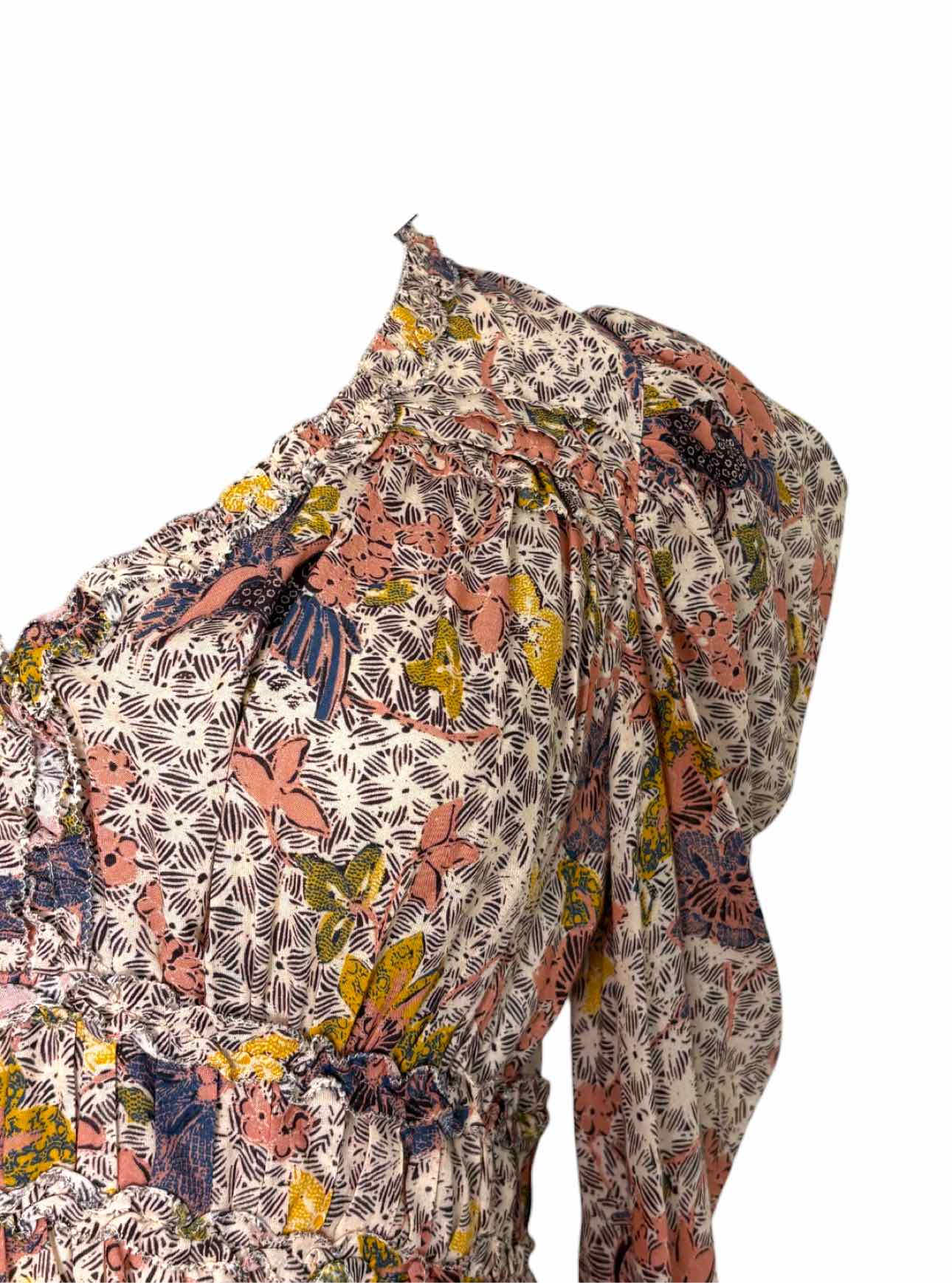 Ulla Johnson Size 6 Floral Ruffle Cotton Blend Dress - Image 3