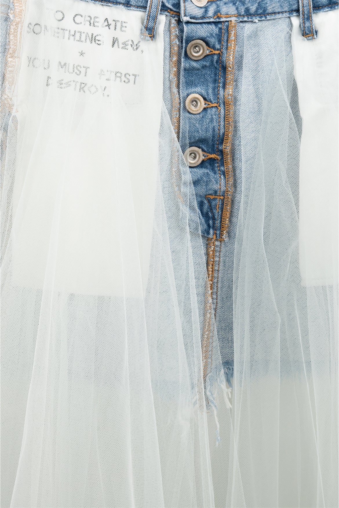Unravel Project Size 24 Tulle Overlay Denim Shorts - Image 3