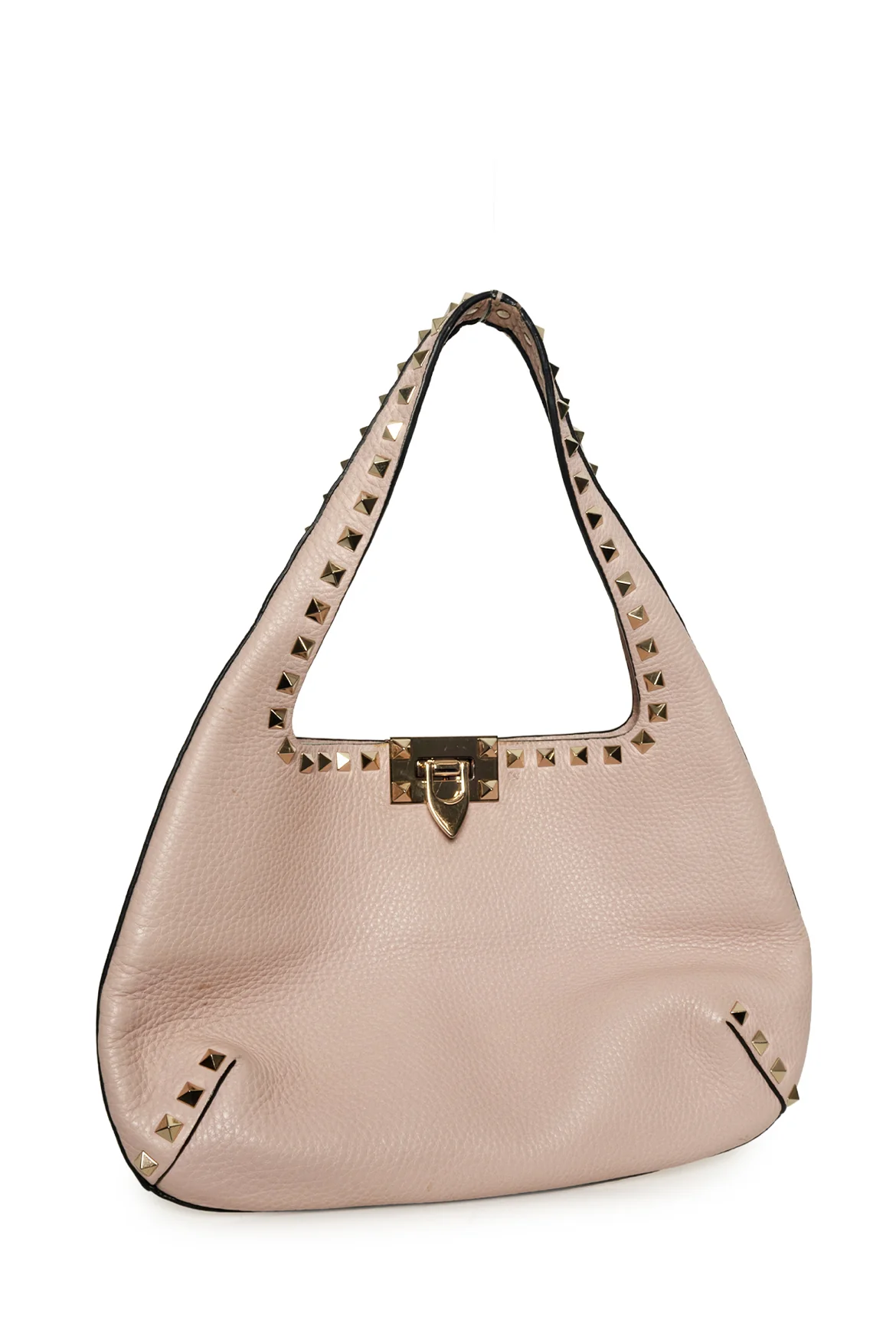 Valentino Pebbled Calfskin Small Rockstud Flip Lock Hobo - Image 2