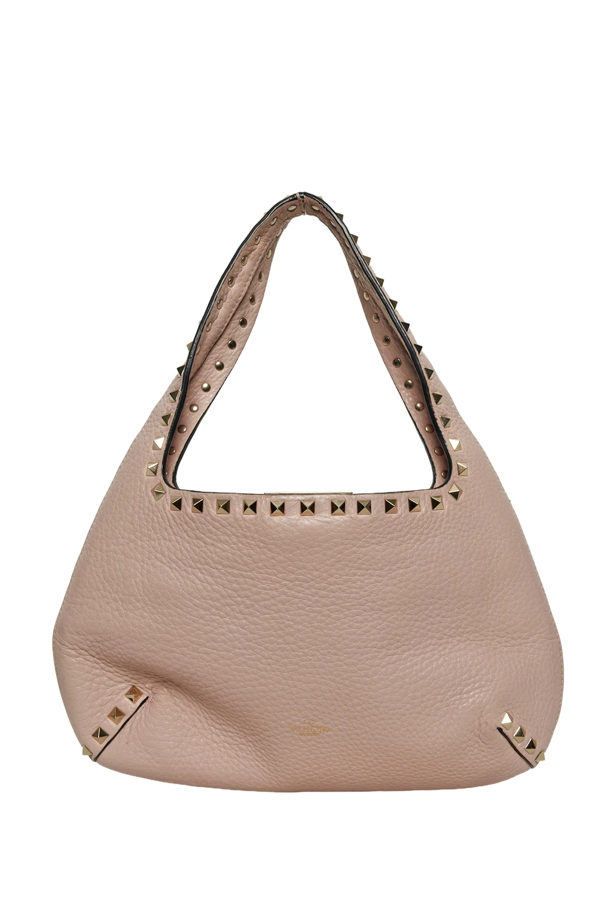 Valentino Pebbled Calfskin Small Rockstud Flip Lock Hobo - Image 3