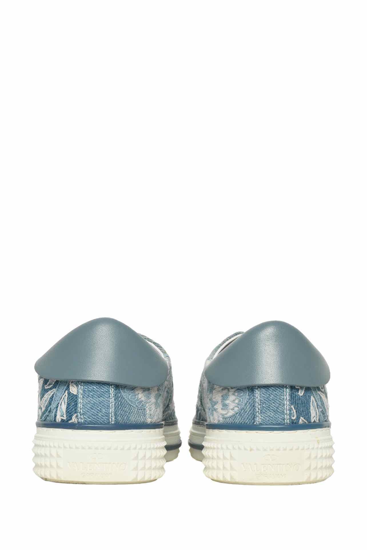 Valentino Size 36.5 Denim Butterfly Embroidered Sneaker - Image 4