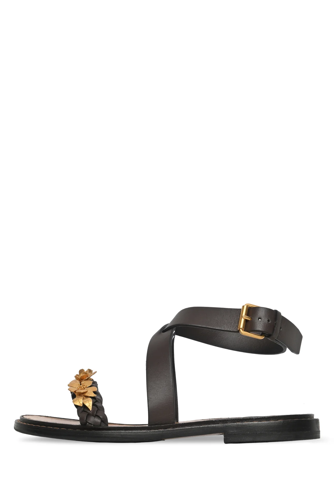 Valentino Size 36.5 Flower Embellished Leather Sandals - Image 3