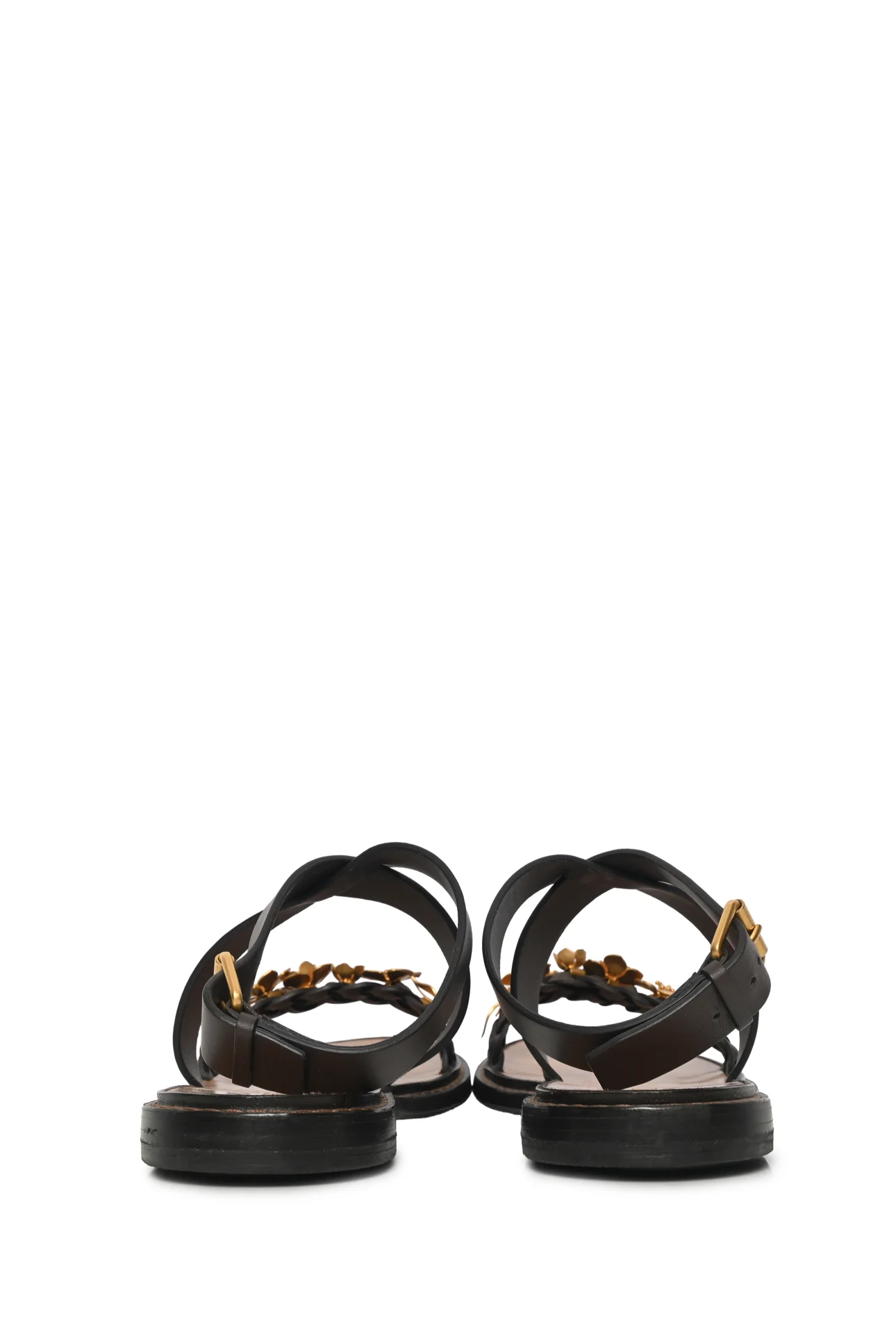 Valentino Size 36.5 Flower Embellished Leather Sandals - Image 4