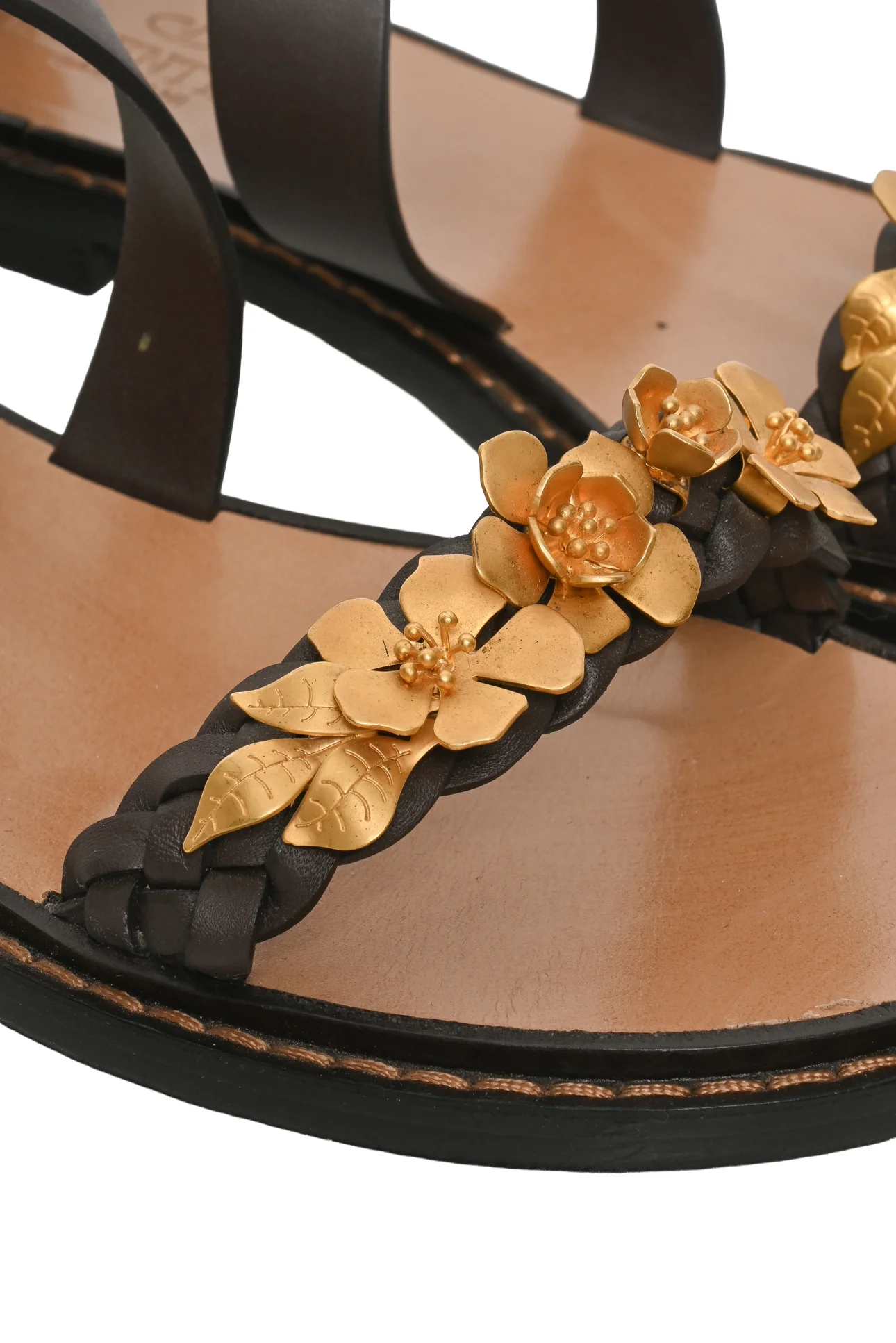 Valentino Size 36.5 Flower Embellished Leather Sandals - Image 5