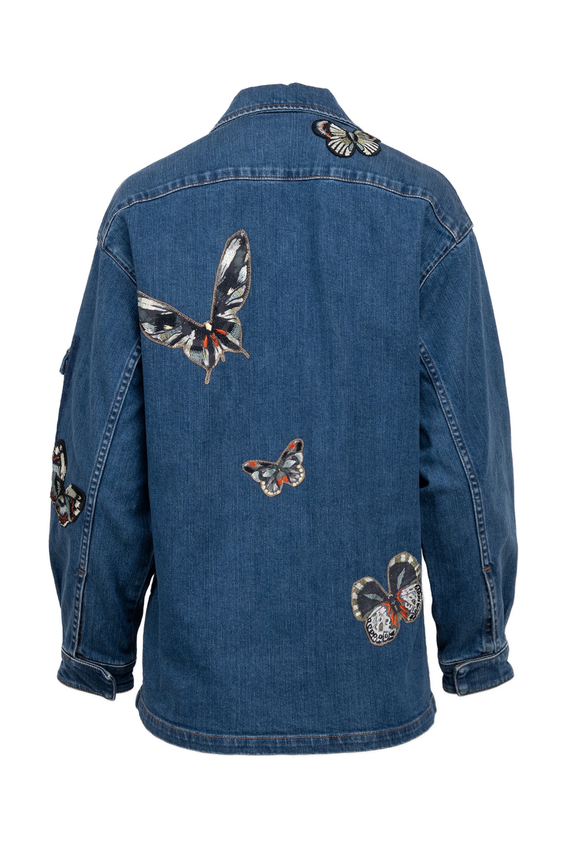 Valentino Size 36 Butterfly Embroidered Denim Jacket - Image 2