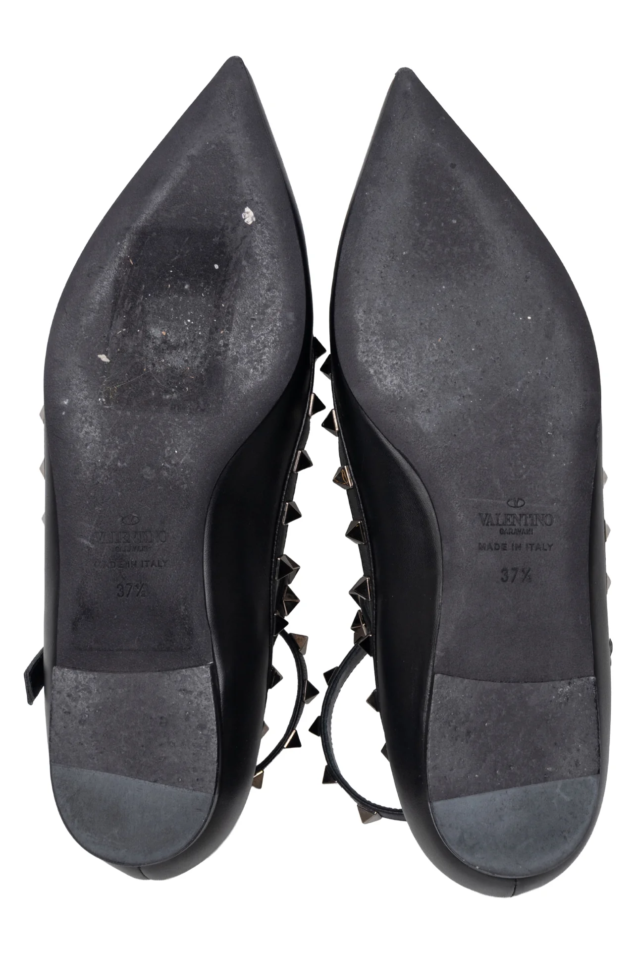 Valentino Size 37.5 Noir Rockstud Ankle Strap Cage Flats - Image 5