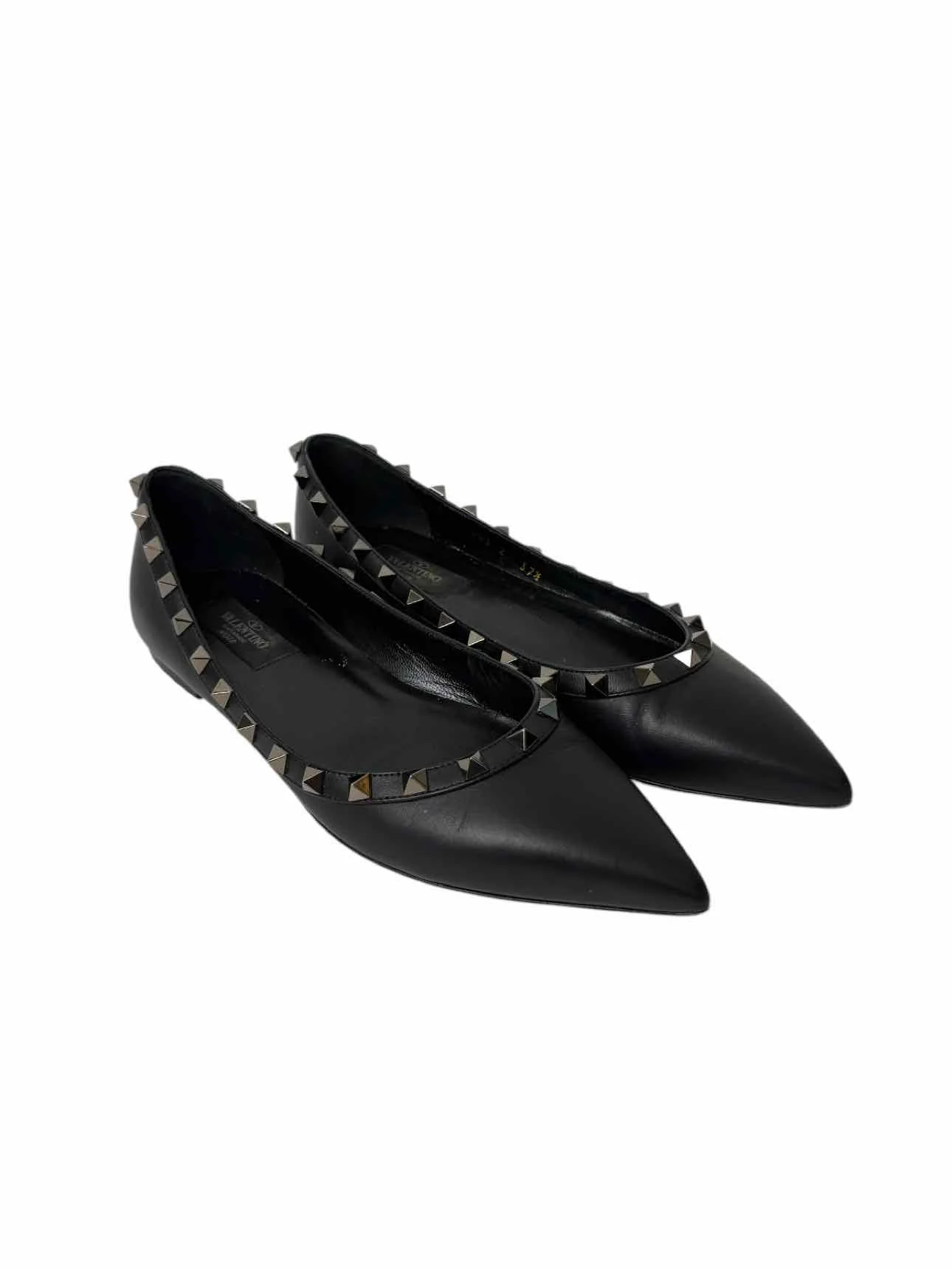 Valentino Size 37.5 Rockstud Leather Flats - Image 2