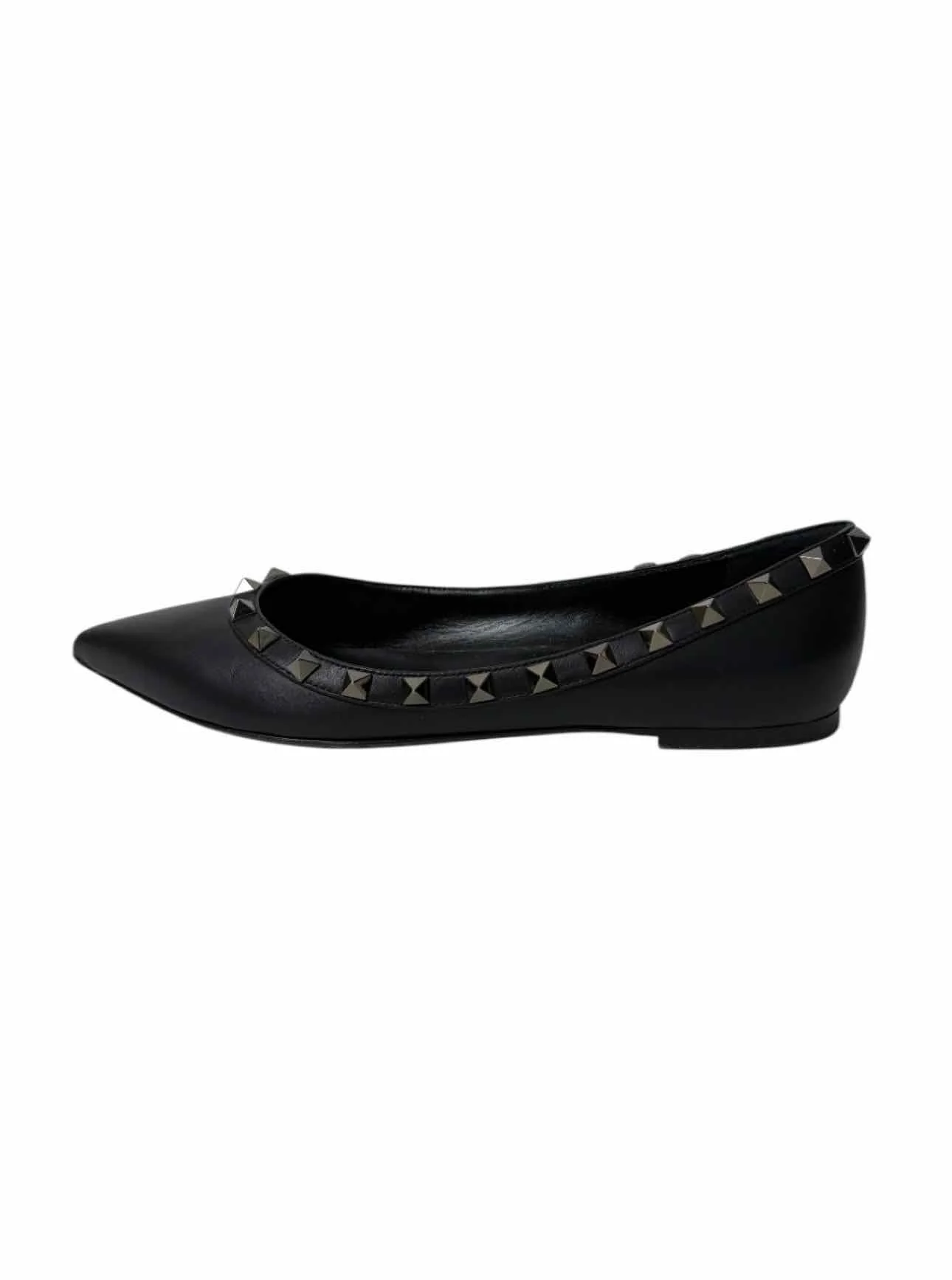Valentino Size 37.5 Rockstud Leather Flats - Image 3