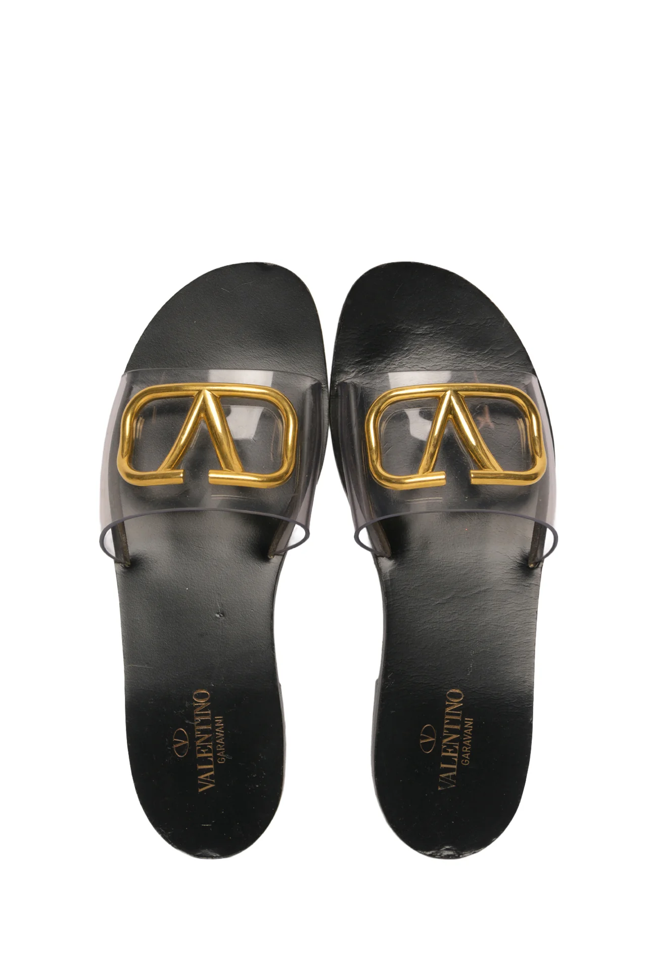 Valentino Size 38 PVC Transparent V Logo Flat Slides - Image 4