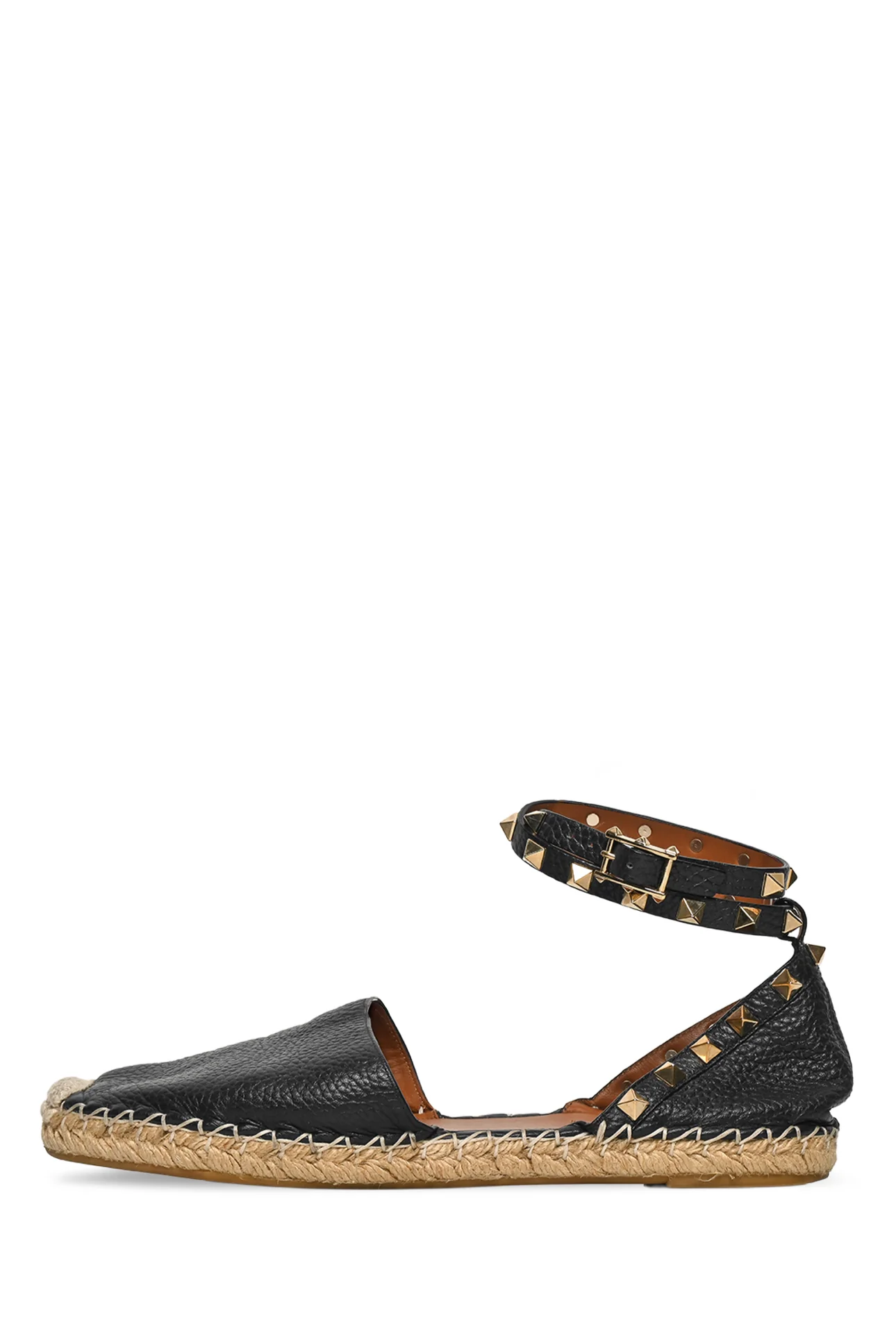 Valentino Size 38 Rockstud Ankle Wrap Flat Espadrille Sandals - Image 3