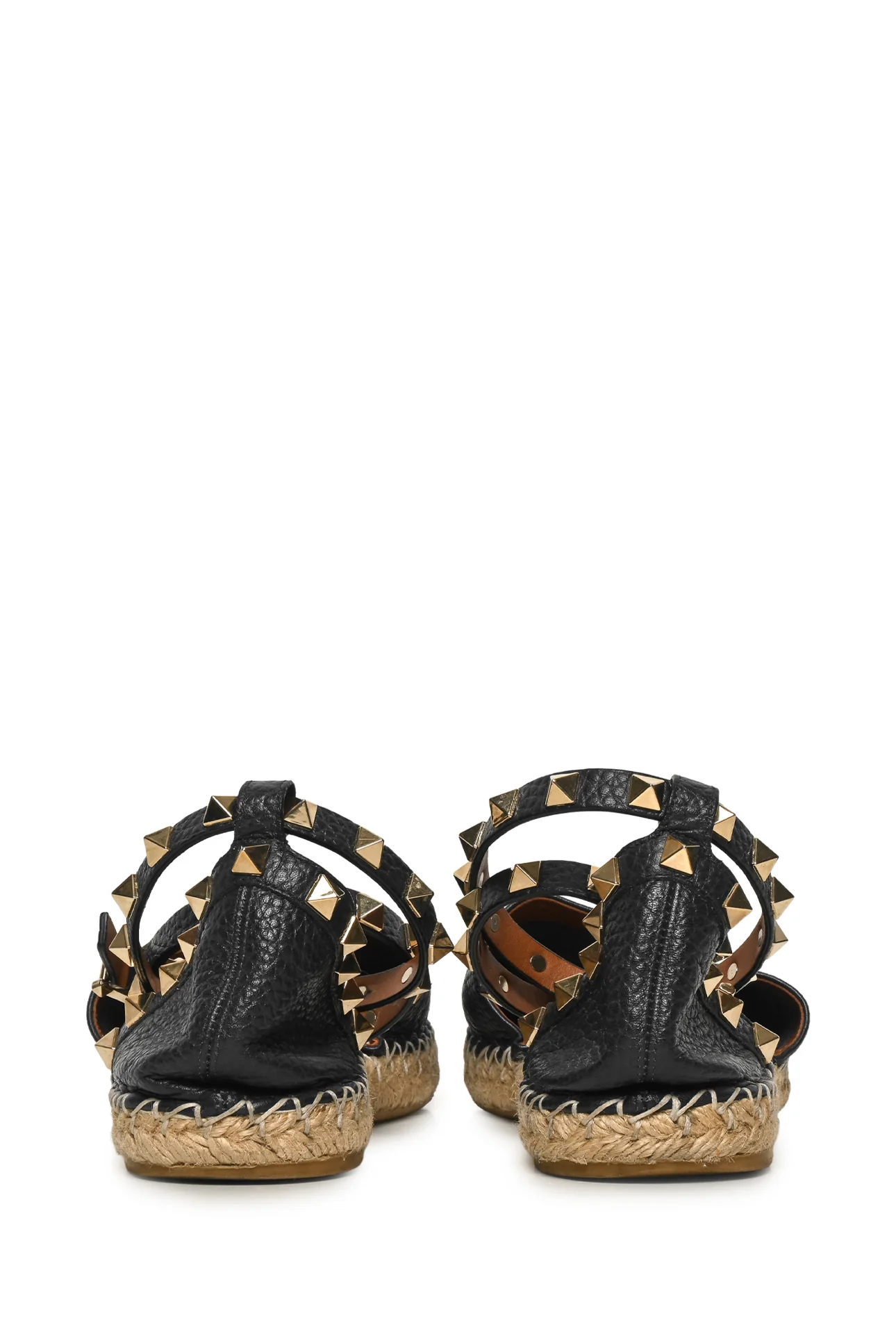Valentino Size 38 Rockstud Ankle Wrap Flat Espadrille Sandals - Image 4