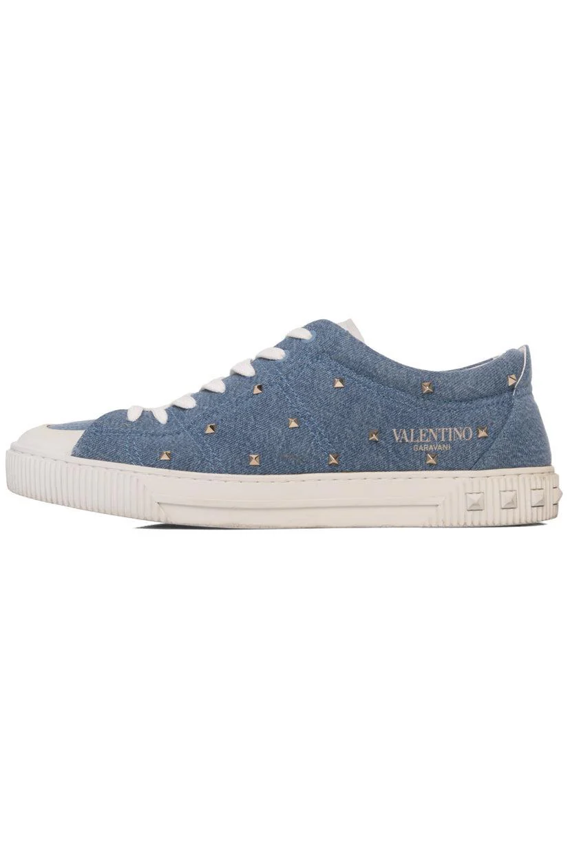 Valentino Size 43 Denim Rockstud Sneaker - Image 3