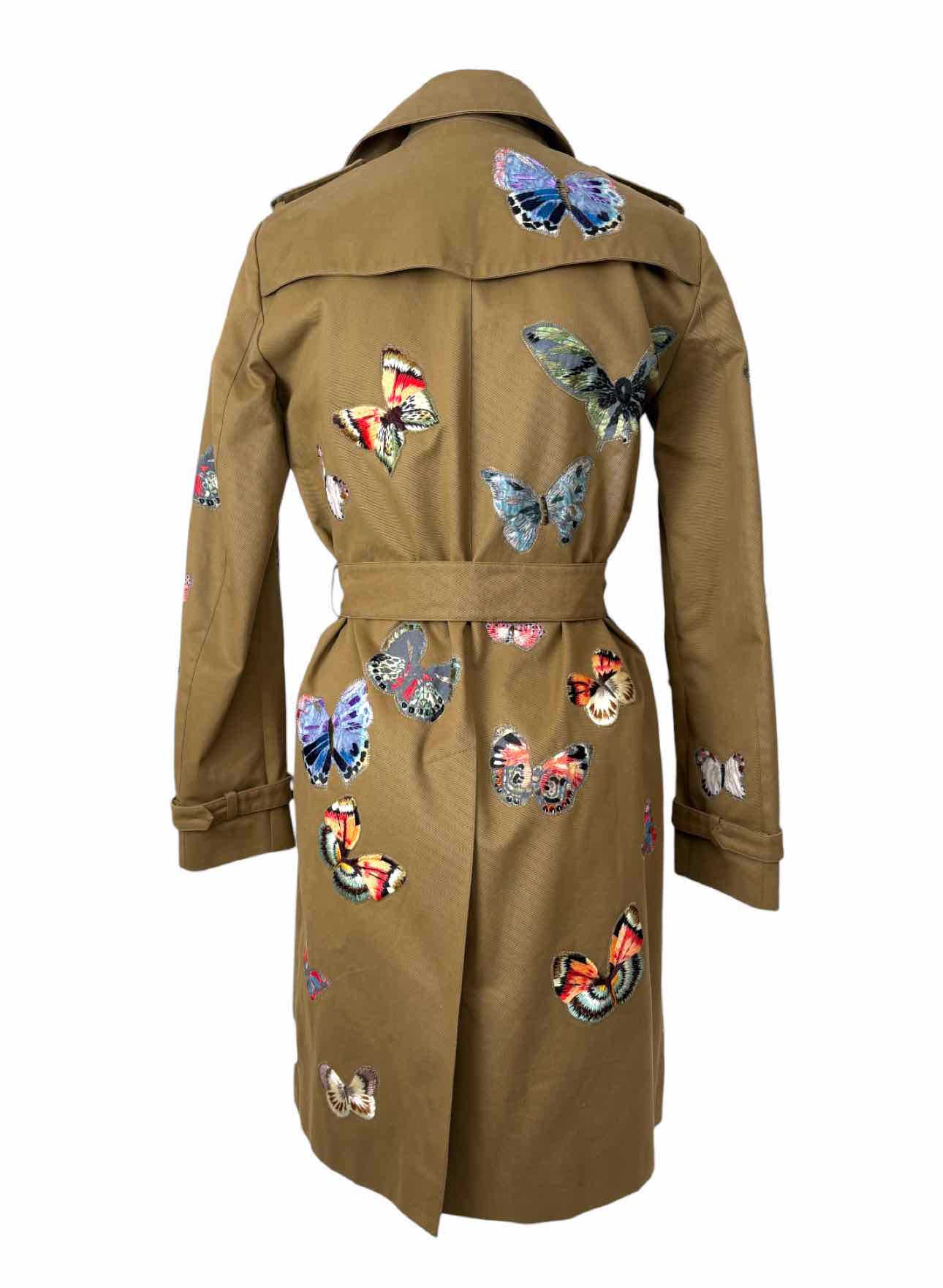 Valentino Size 6 Embroidered Butterflies Cotton Trench Coat - Image 2