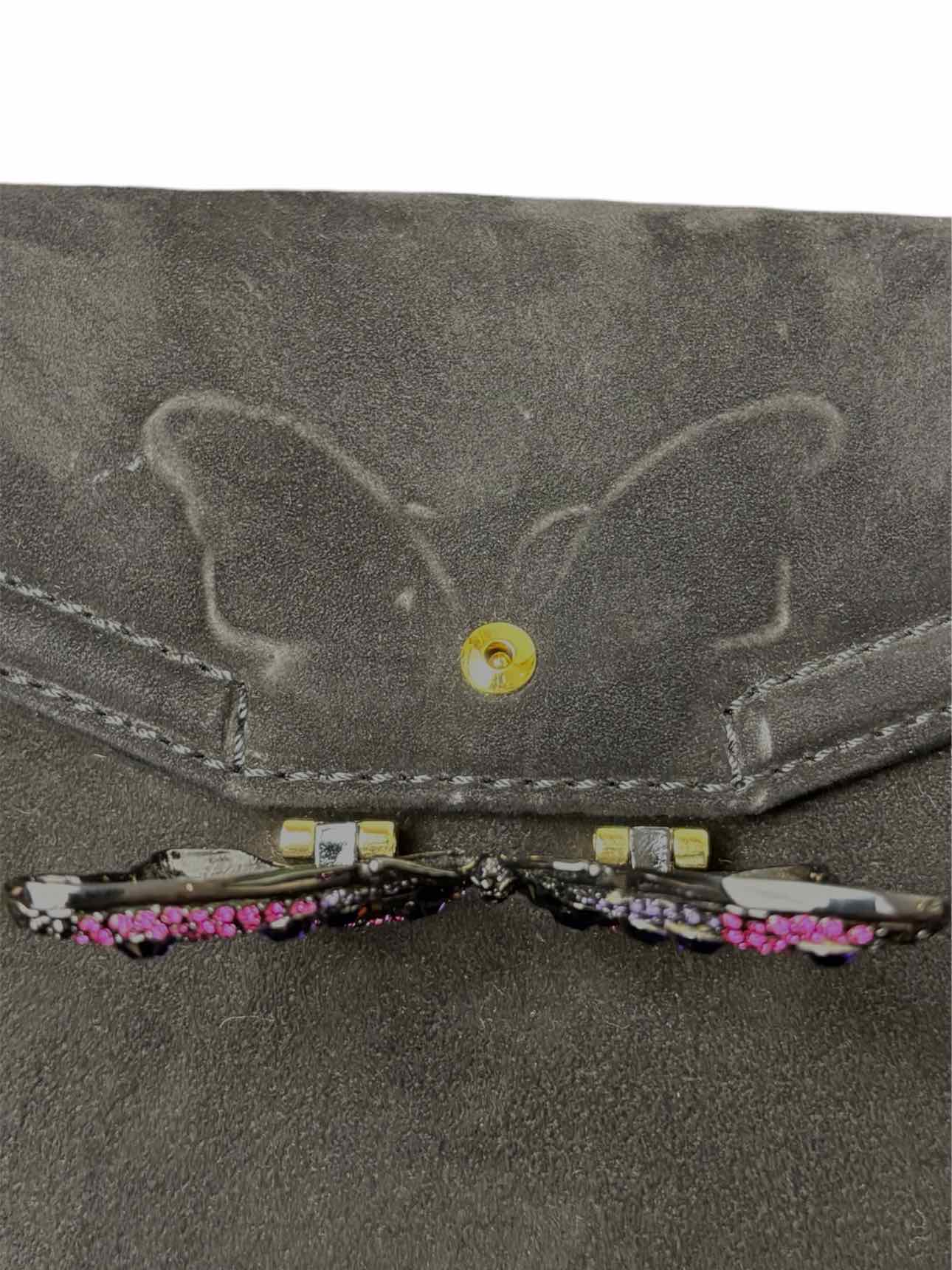 Valentino Suede Crystal Butterfly Clasp Clutch - Image 7