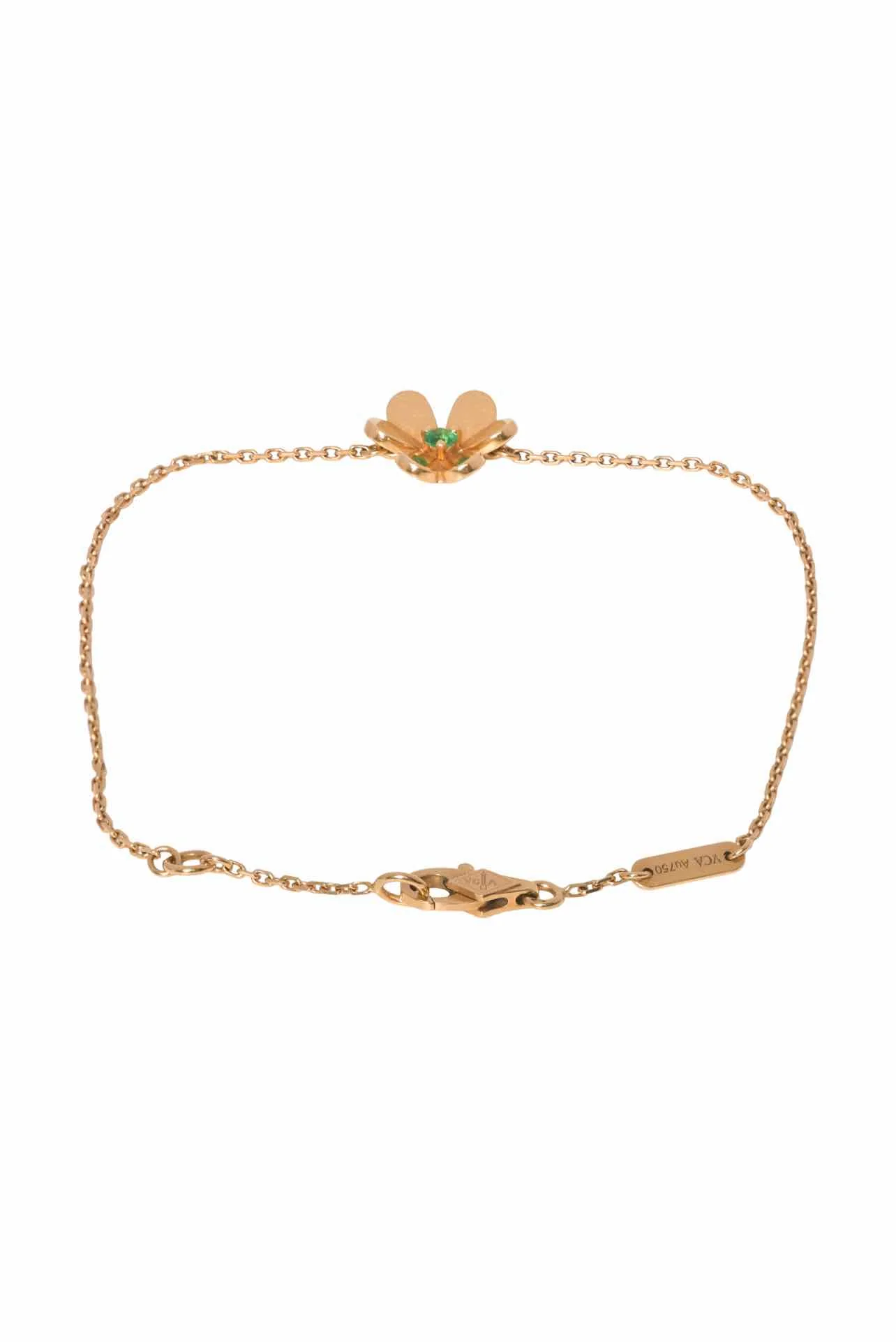 Van Cleef & Arpels 18K Yellow Gold & Emerald Frivole Bracelet Mini Model - Image 2