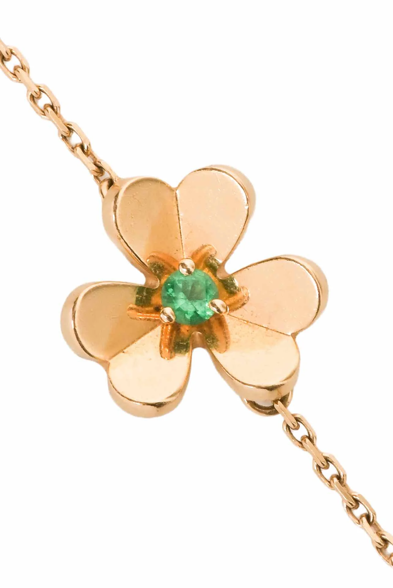 Van Cleef & Arpels 18K Yellow Gold & Emerald Frivole Bracelet Mini Model - Image 3