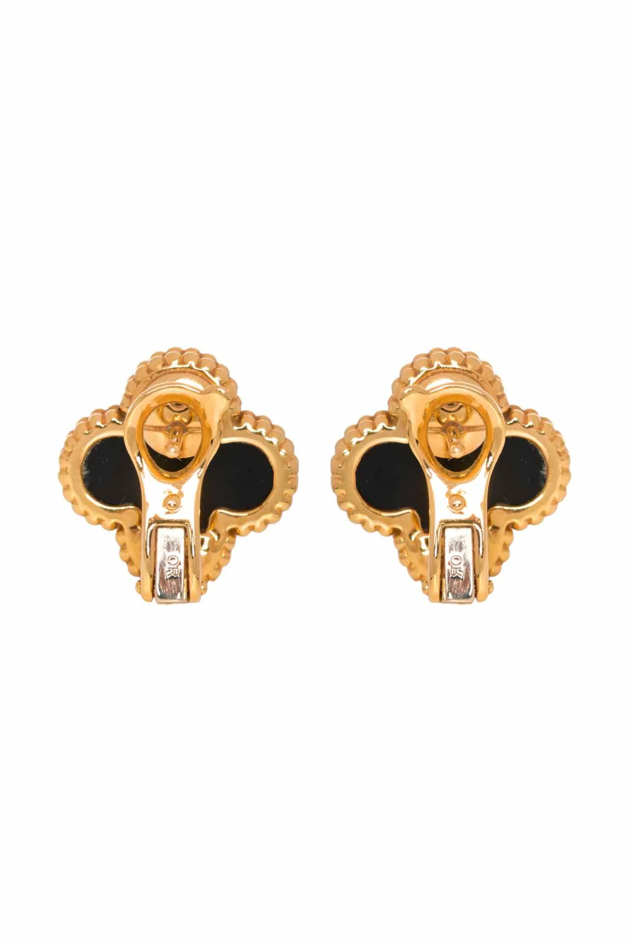Van Cleef & Arpels 2020 18K Yellow Gold & Black Onyx Vintage Alhambra Earrings - Image 2