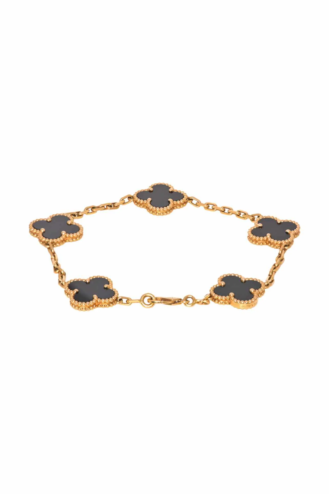 Van Cleef & Arpels 2021 18K Yellow Gold & Black Onyx Vintage Alhambra Bracelet - Image 2