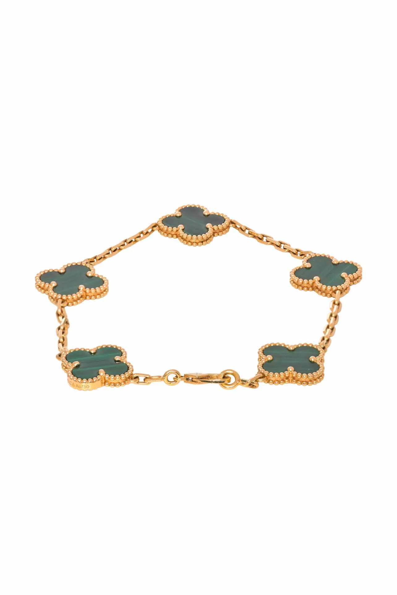 Van Cleef & Arpels 2021 18K Yellow Gold & Malachite Vintage Alhambra Bracelet - Image 2