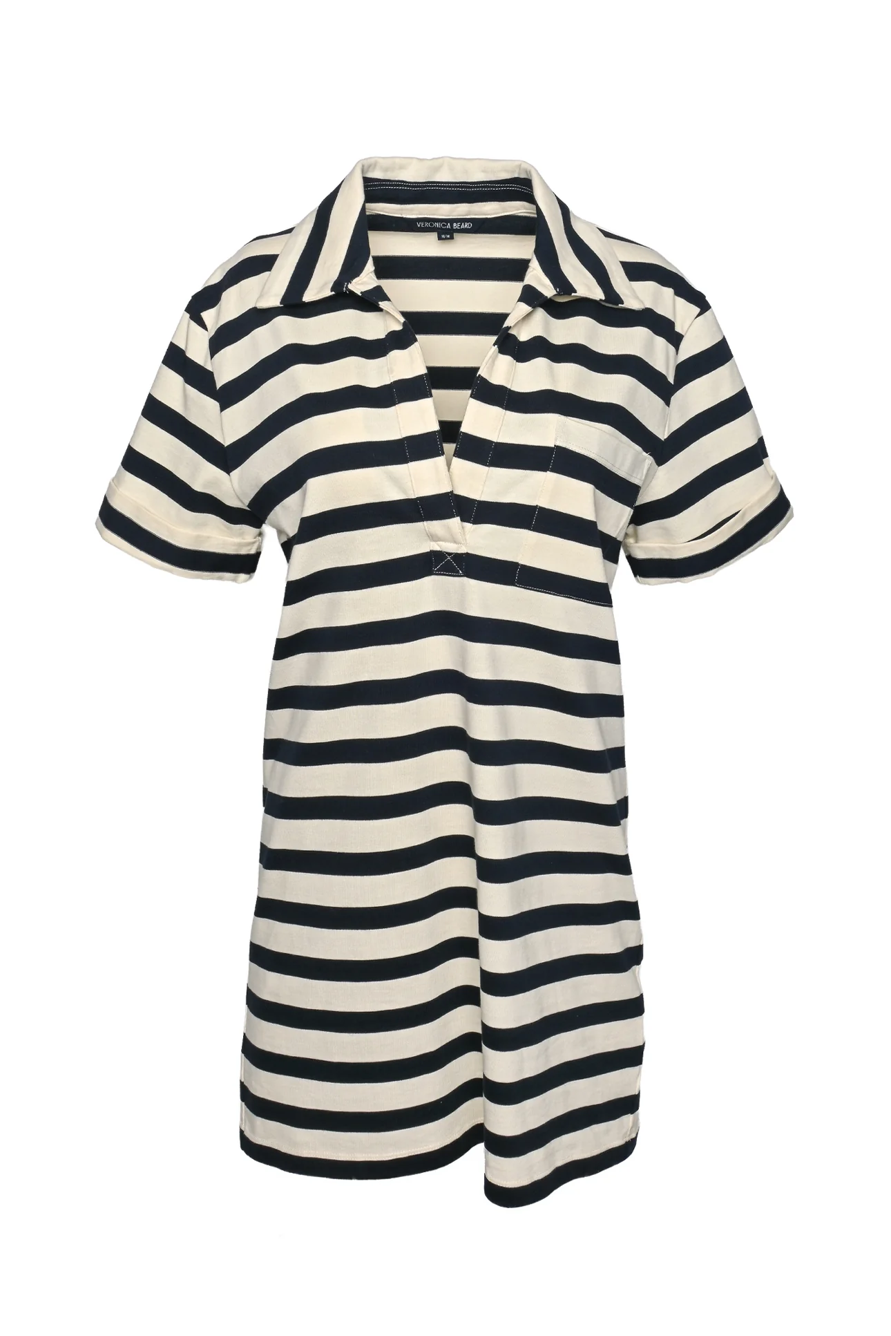 Veronica Beard Size M Cayden Striped Cotton Polo Dress